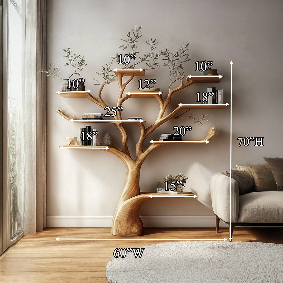 Walnut Tree Shelf Handmade Living Room Decor Gift SINLSATB501