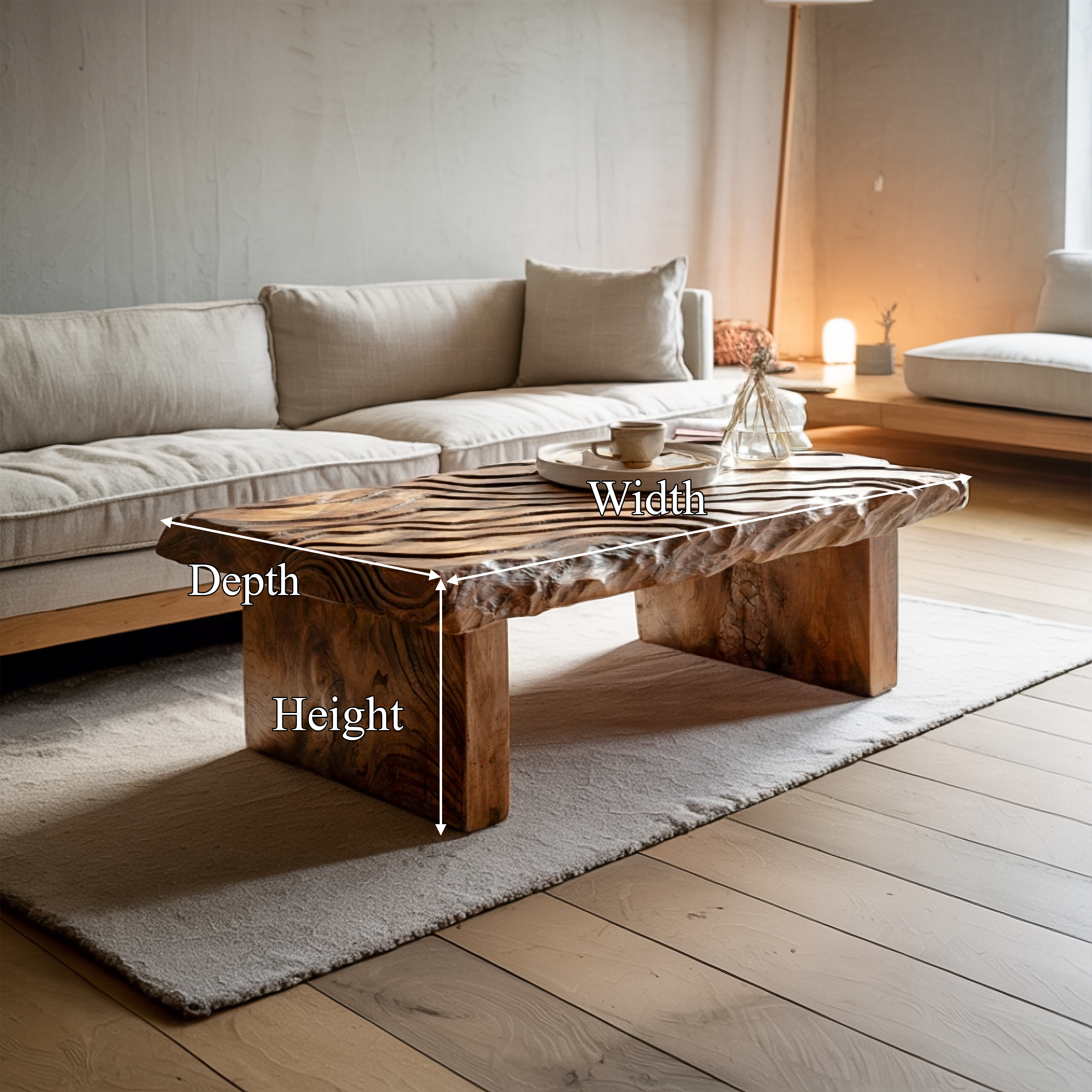 Rustic Live Edge Coffee Table Living Room SINLSACF274