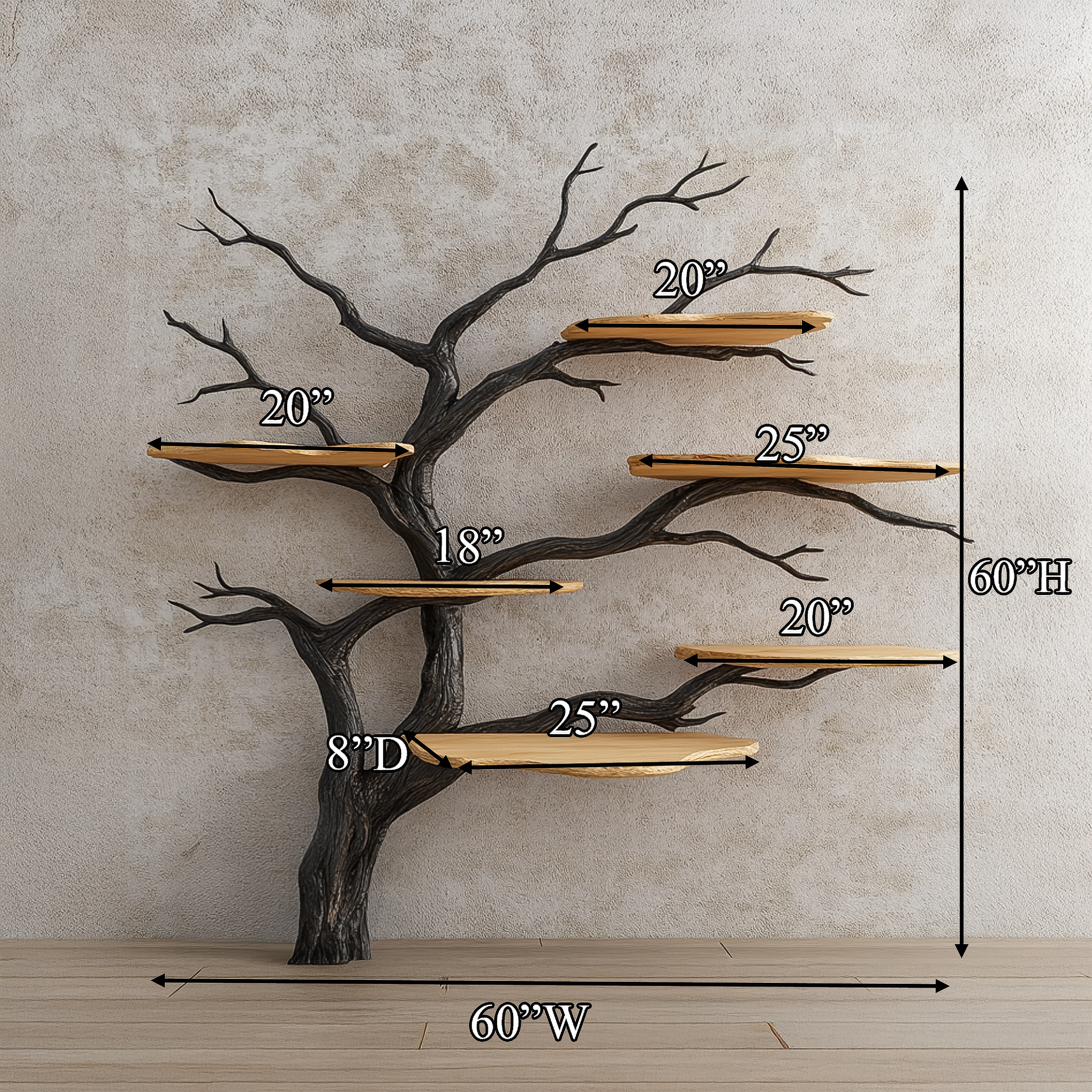 Rustic Tree Display Shelf Modern Living Room SINLSATB564