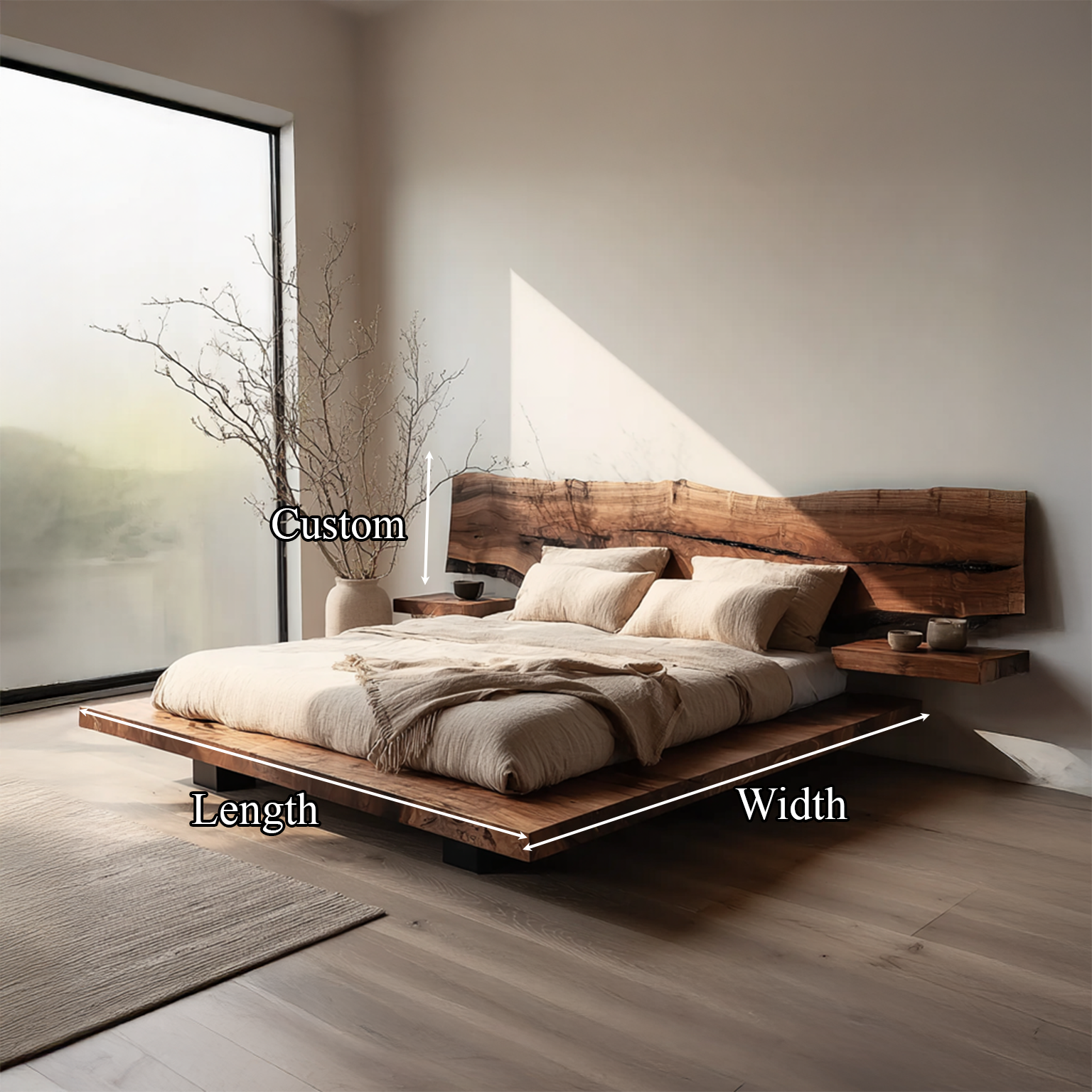 Rustic Bed Frame Farmhouse Bedroom SINLSAWB027
