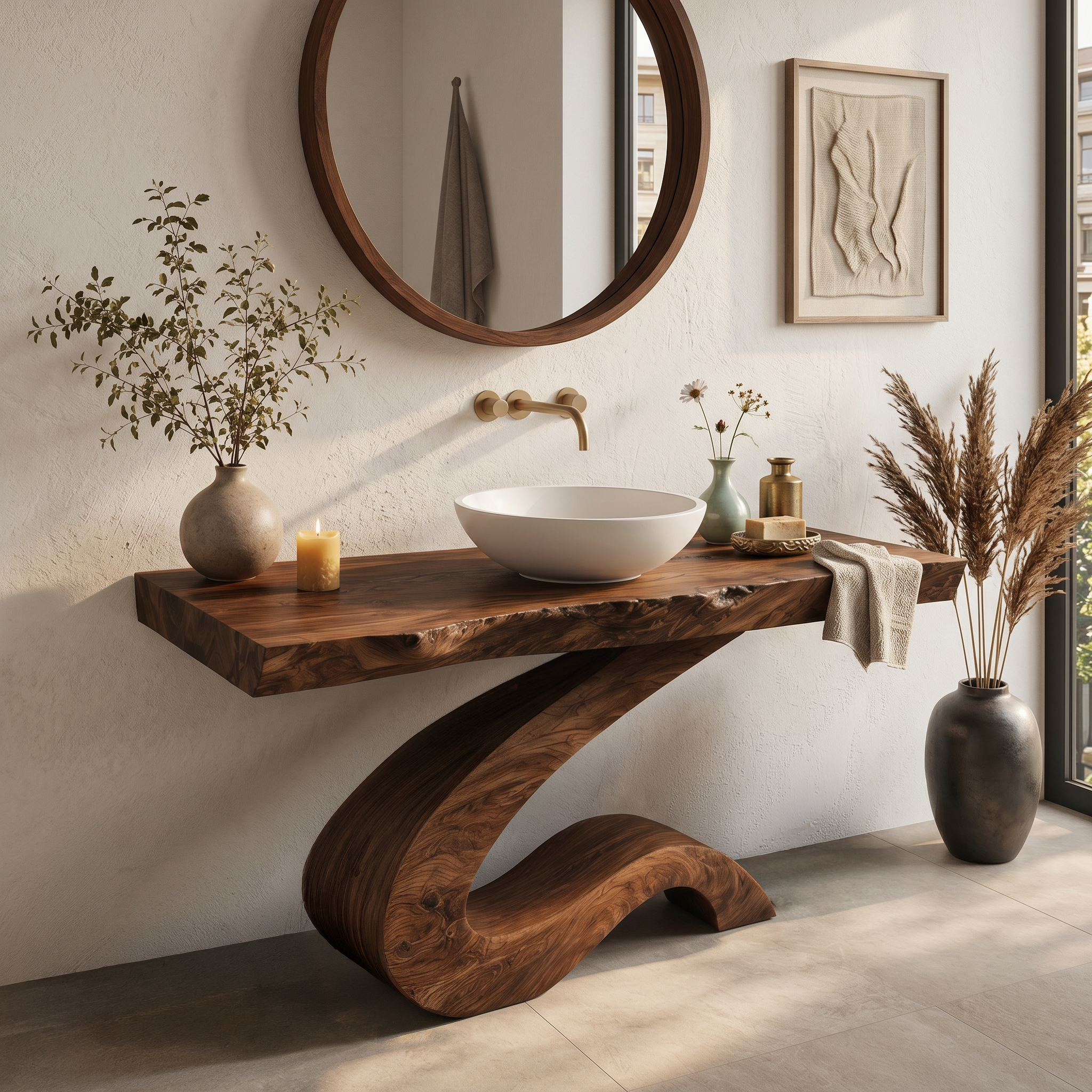 Luxury Bathroom Vanity With Organic S Curve Support For Bathroom RTTHTTBRV020
