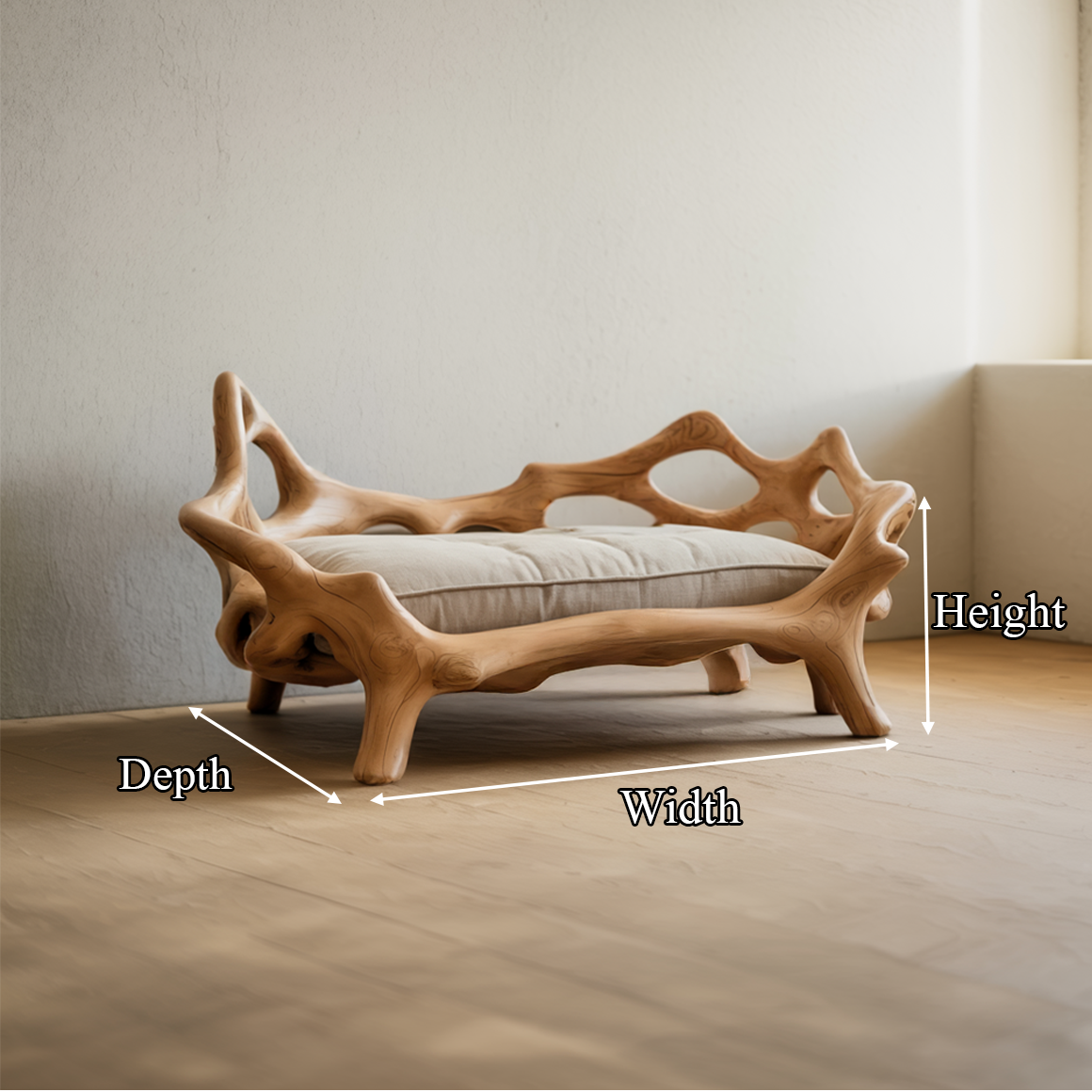 Rustic Sculptural Decorative Pet Bed For Living Room And Interior Space SINLSAPB007