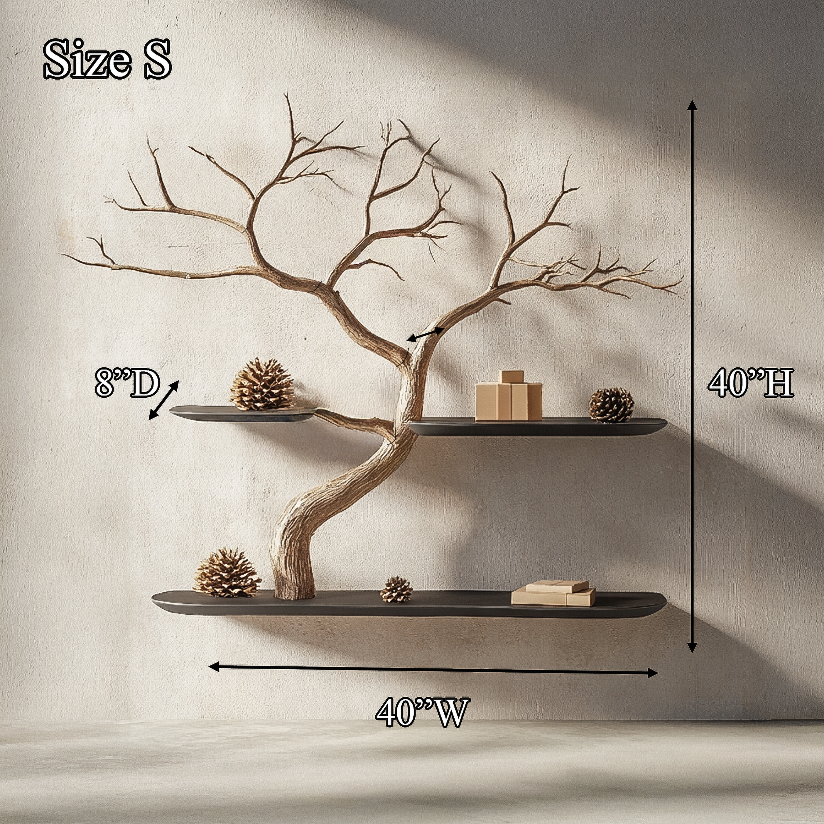 Rustic Organic Tree Bookshelf Christmas Entryway SINLSATBS103