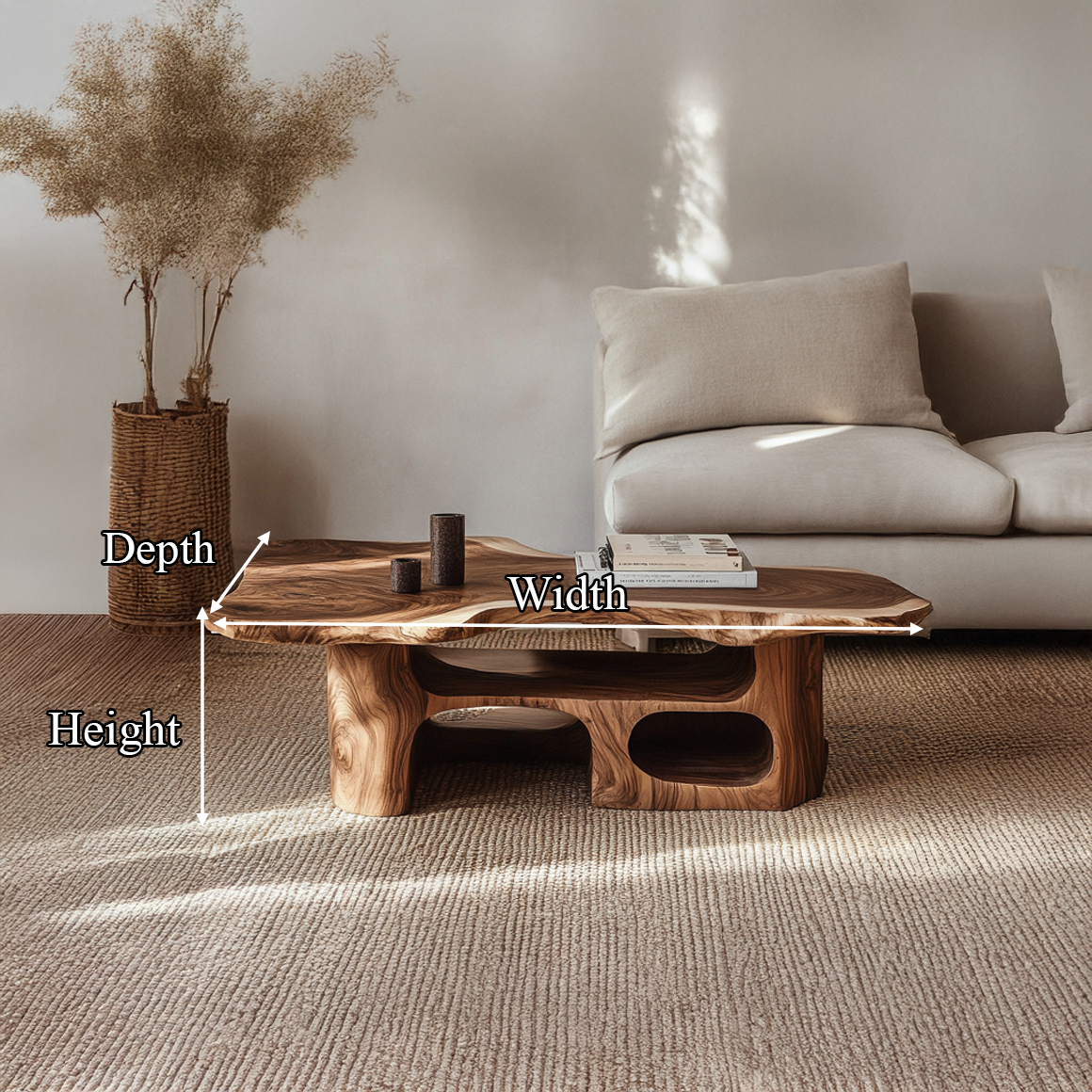 Rustic Wood Slab Live Edge Coffee Table Living Room Family Room SINLSACF188