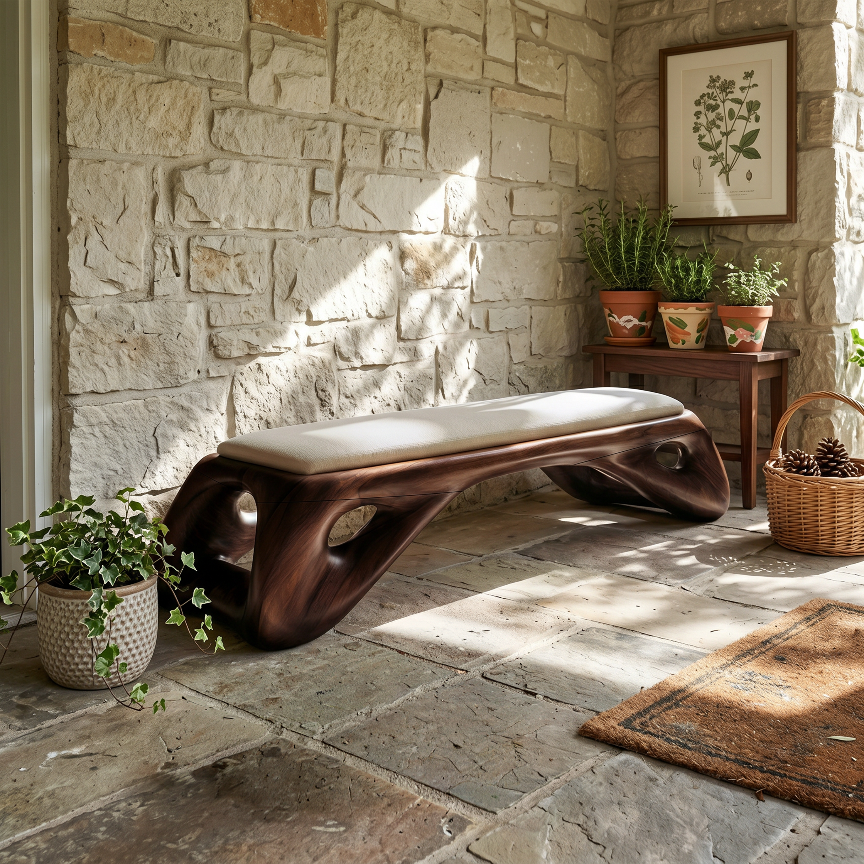 Organic Modern Entryway Bench Luxury Residence SILDTTRBEN073
