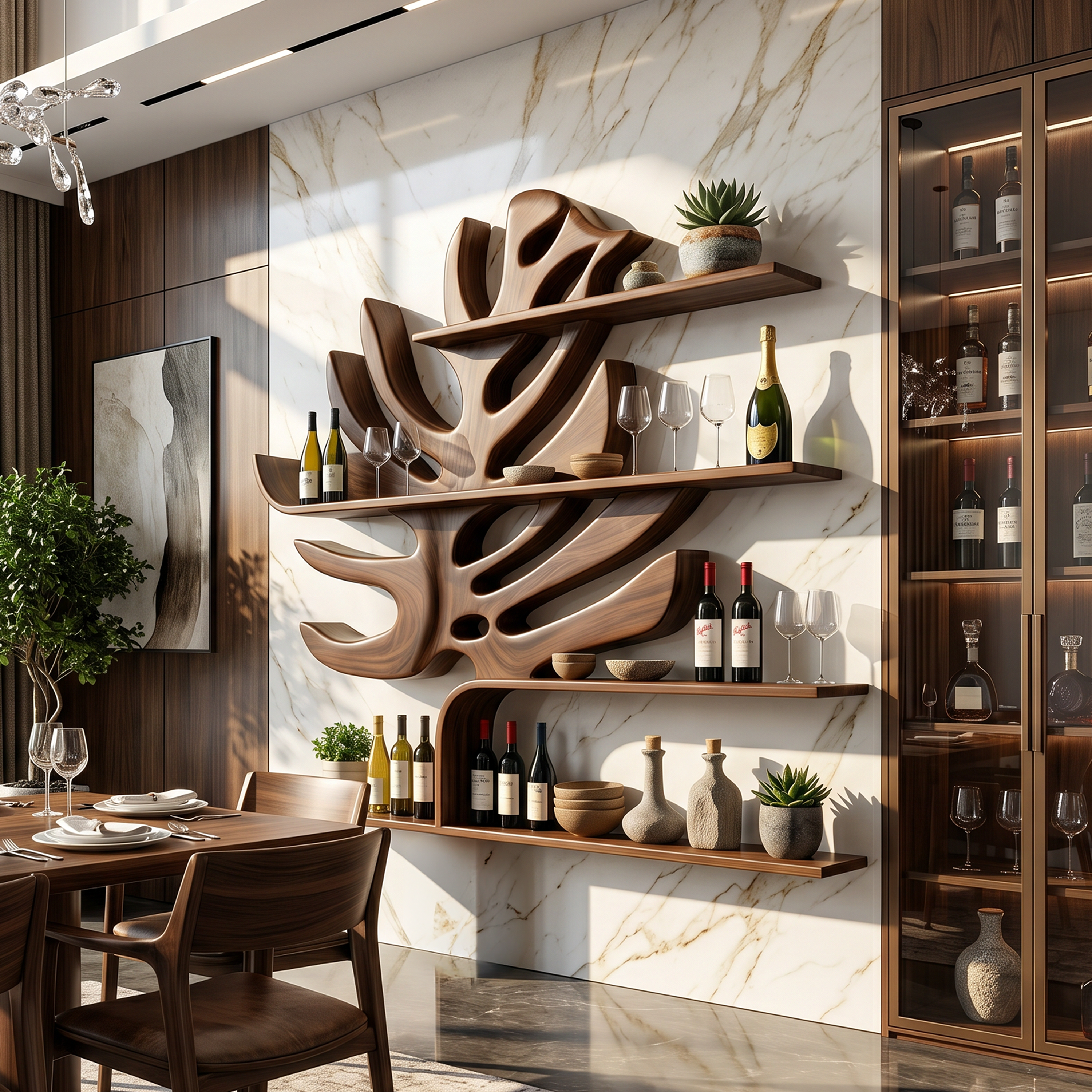 Handcrafted Wall Wine Holder For Dining Room Beverage Showcase SILDTTRWH073