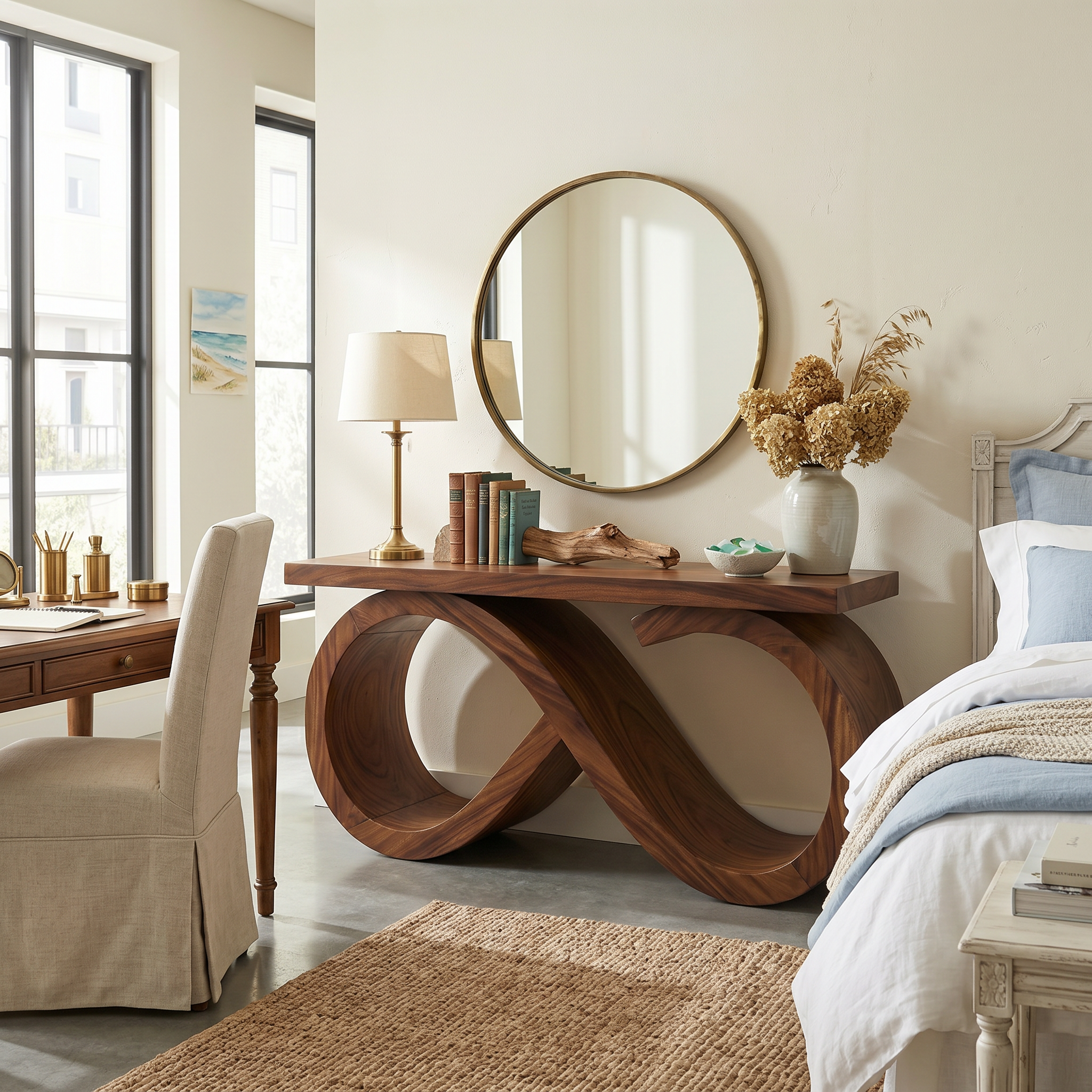 Contemporary Infinity Loop Console Table Modern Hallway SILDTTRCS072