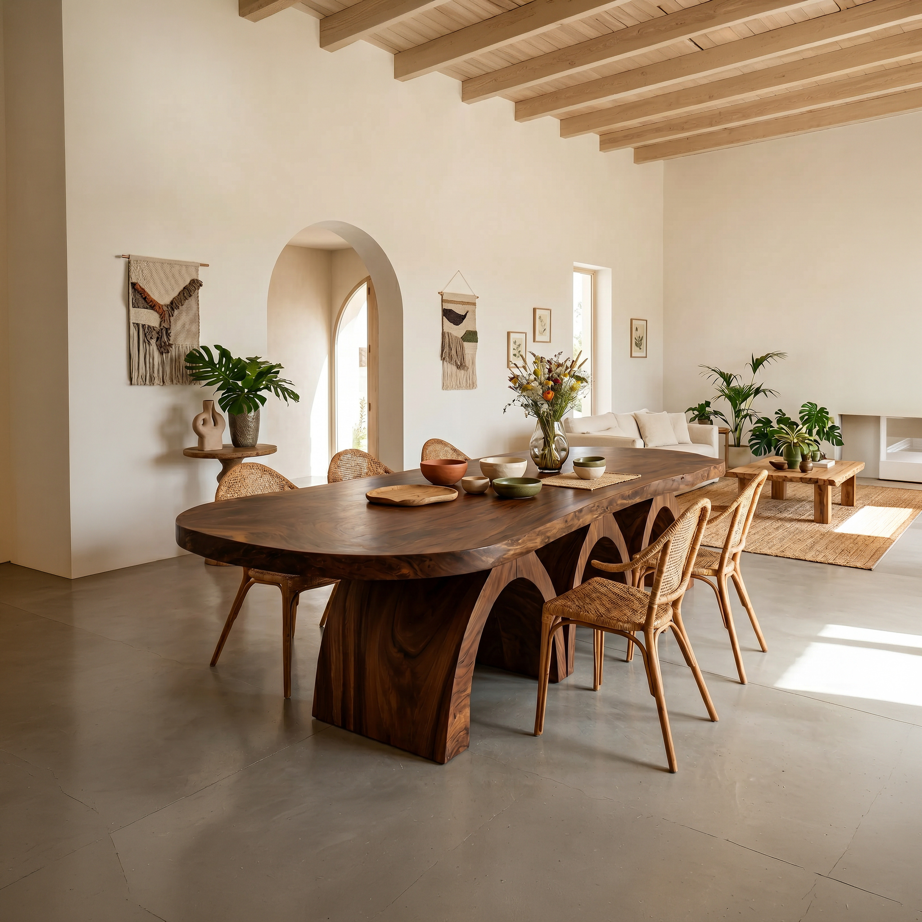 Scandinavian Live Edge Dining Table For Open Dining Area SILDTTNDN017