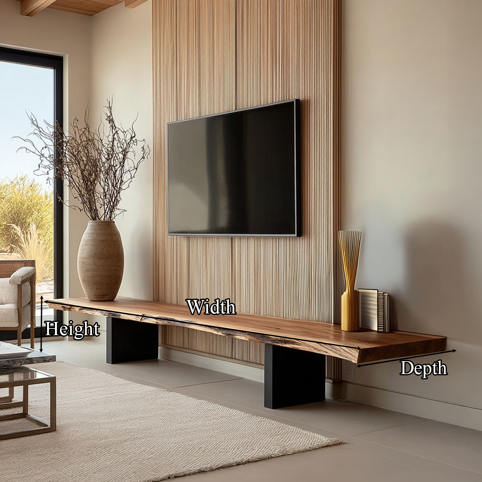 MidCentury TV Console Live Edge Living Room SINLSACS111