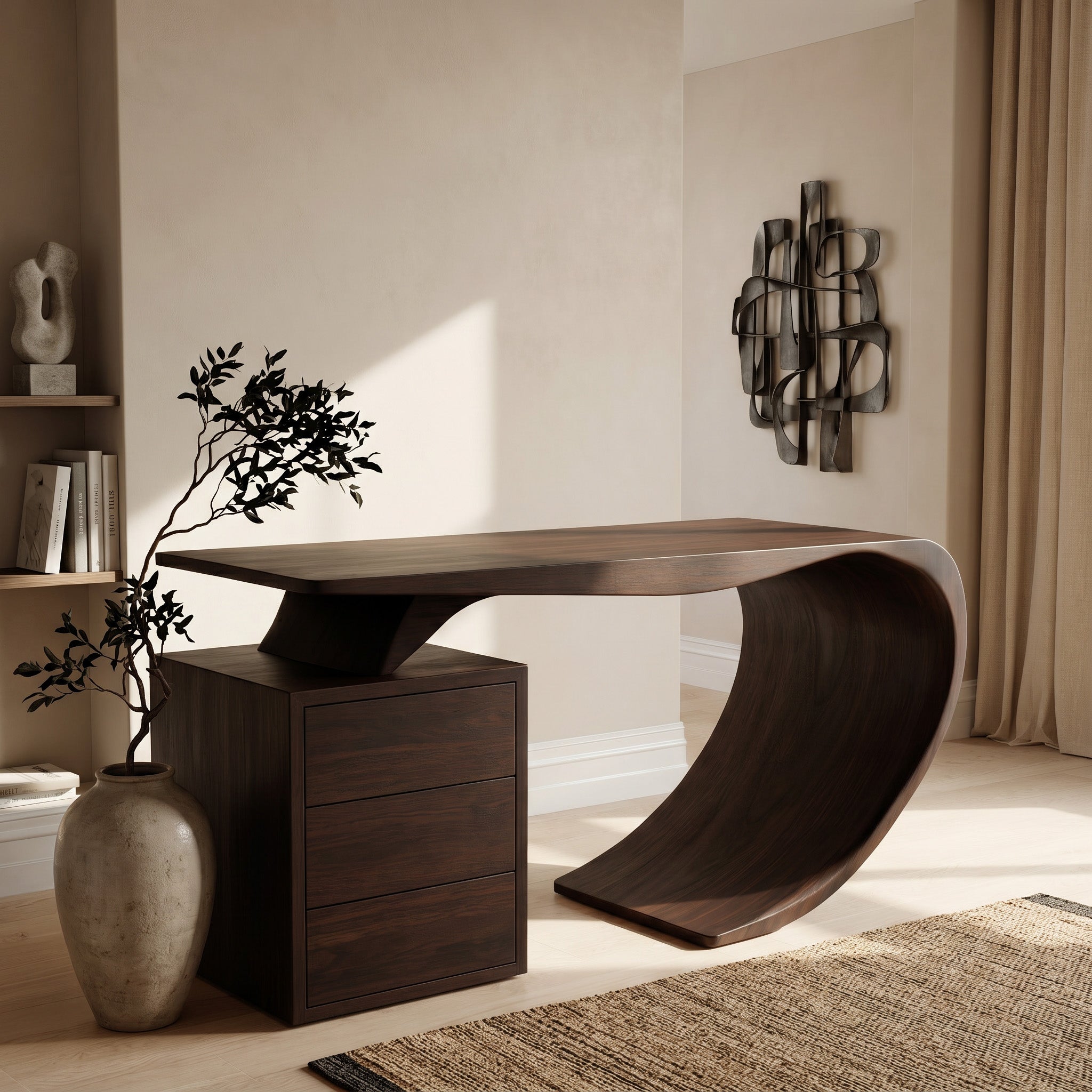 Modern Farmhouse Wood Desk For Home Office Corner RTTHHNDE112