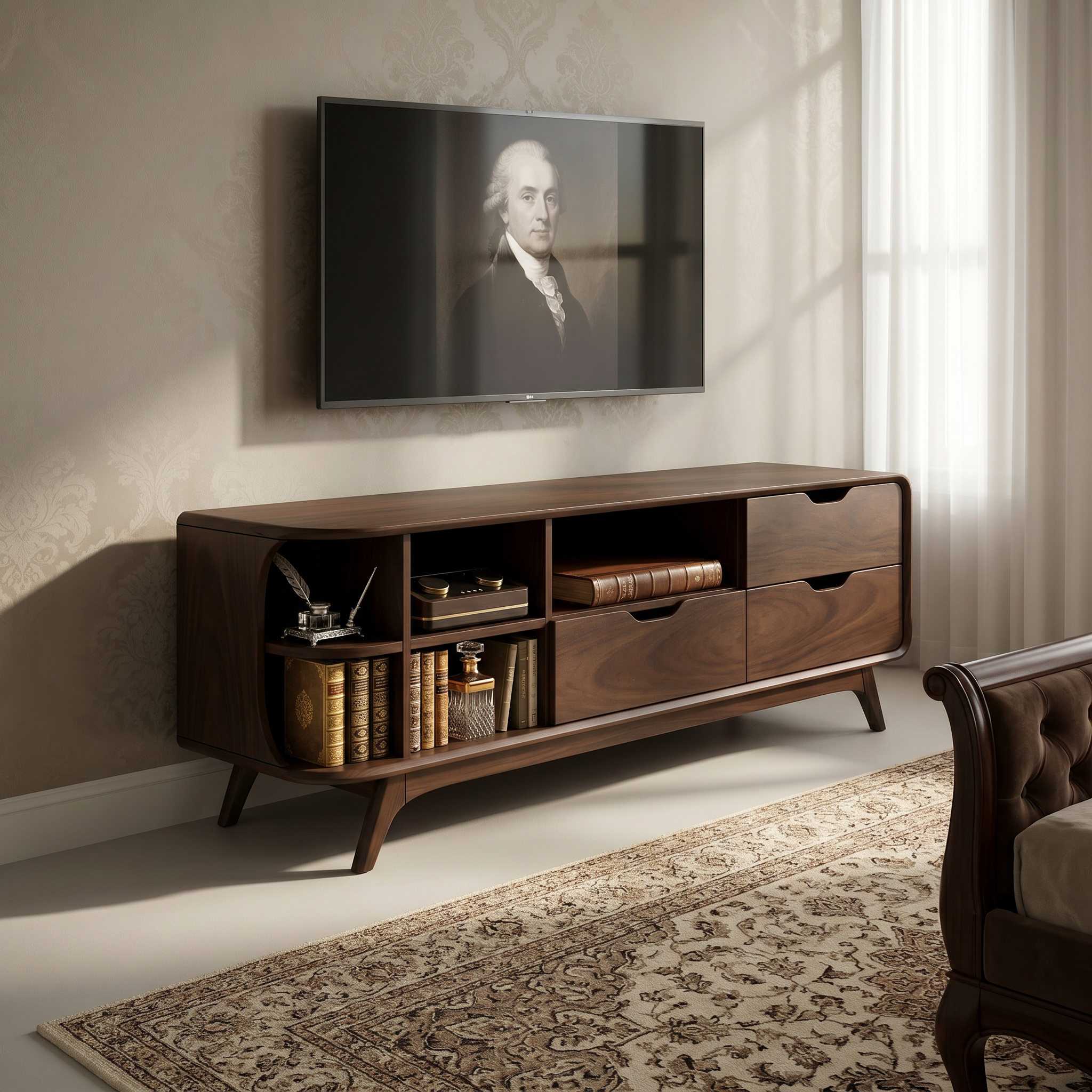 Mountain Carved Media Console For Rustic Living Room SILDTTRTVC078