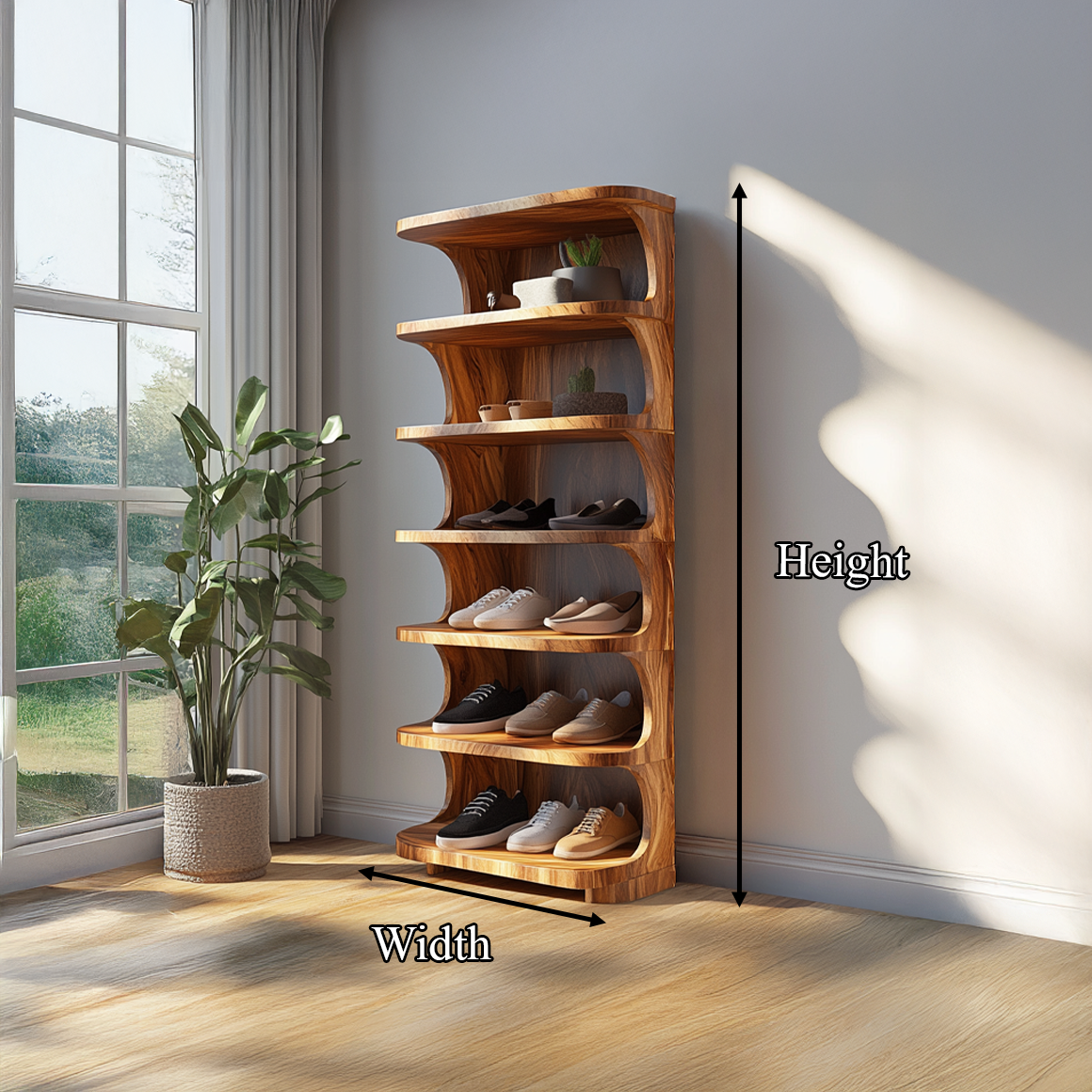 Rustic Soft Edge Shoe Rack Mudroom And Bedroom SINLSASB062