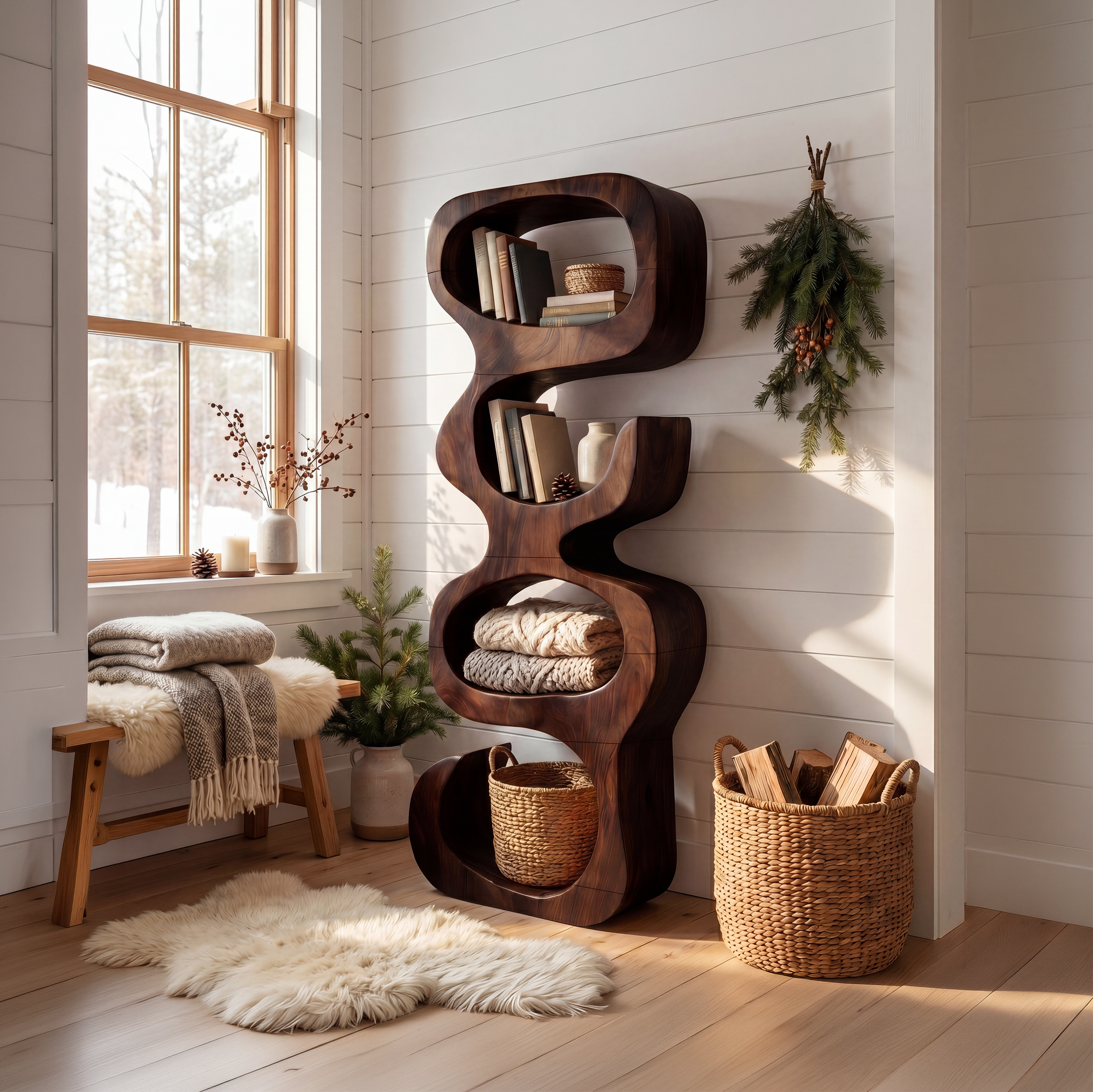 Farmhouse Decorative Bookcase Display Organizer For Living Room SILDTTNBS018