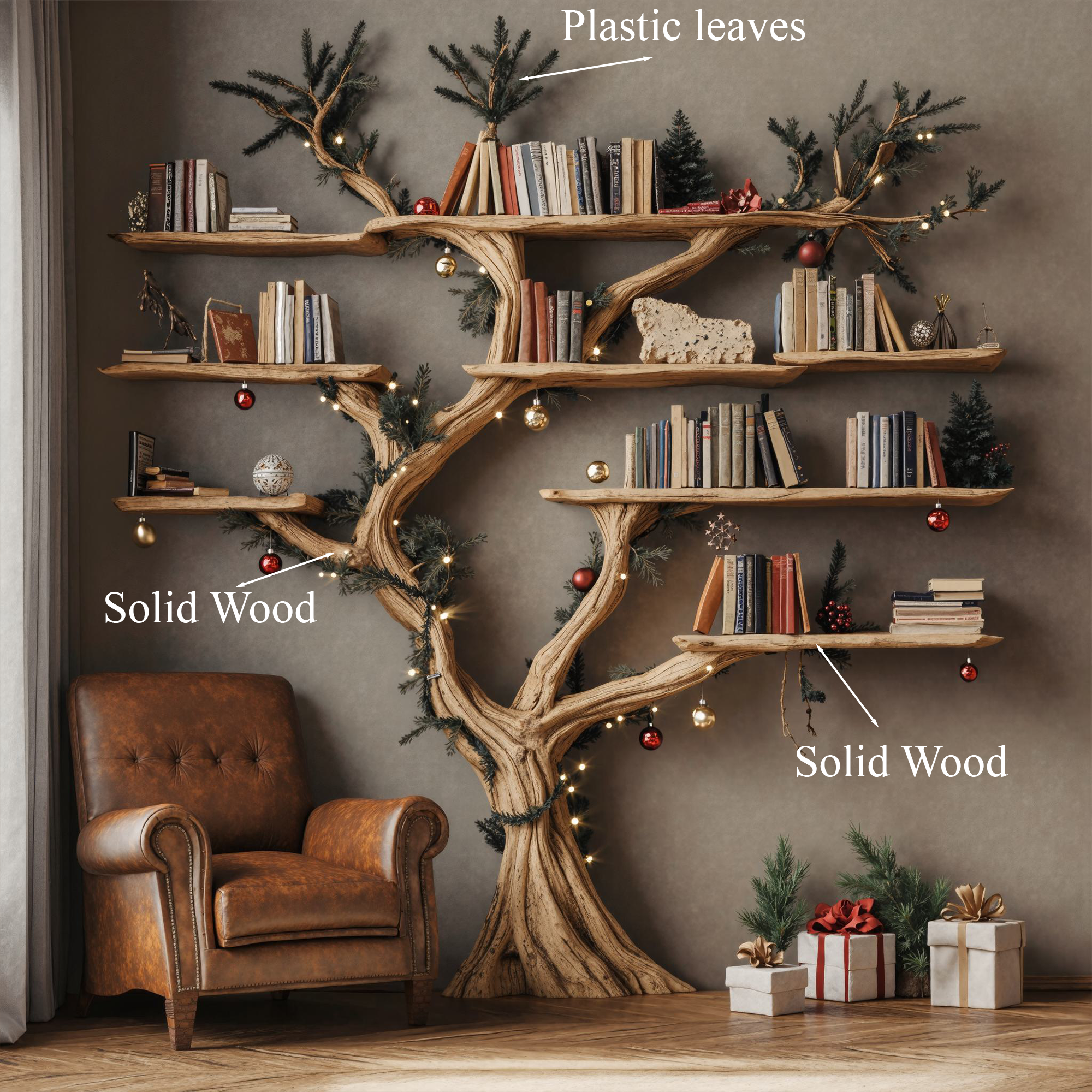 Tree Floating Bookshelf Driftwood Shelf SINLTB075