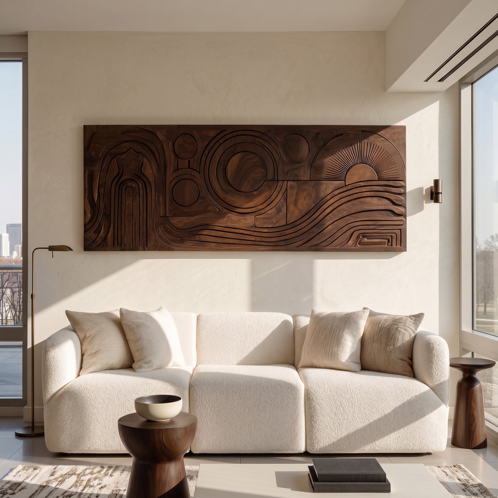 Mid Century Abstract Wood Wall Art For Living Room RTTHHNWA195