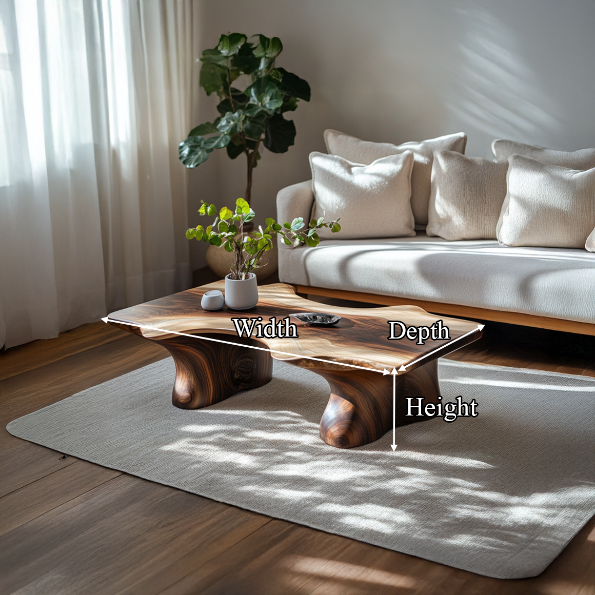 Mid Century Curved Edge Coffee Table Living Room Family Room Decor SINLSACF183