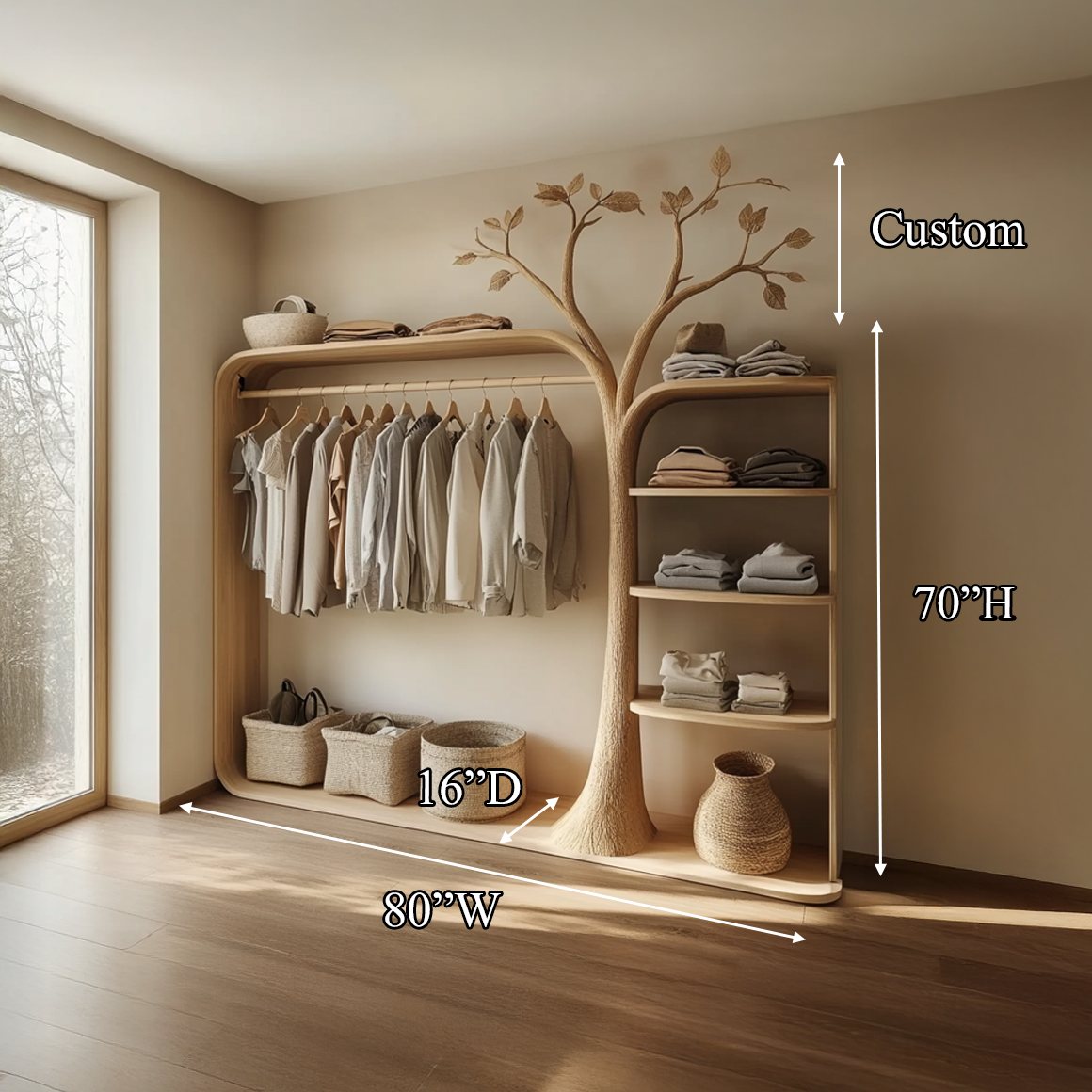 Rustic Clothing Stand Tree Shaped Bedroom Mudroom Entryway SINLSATCR037