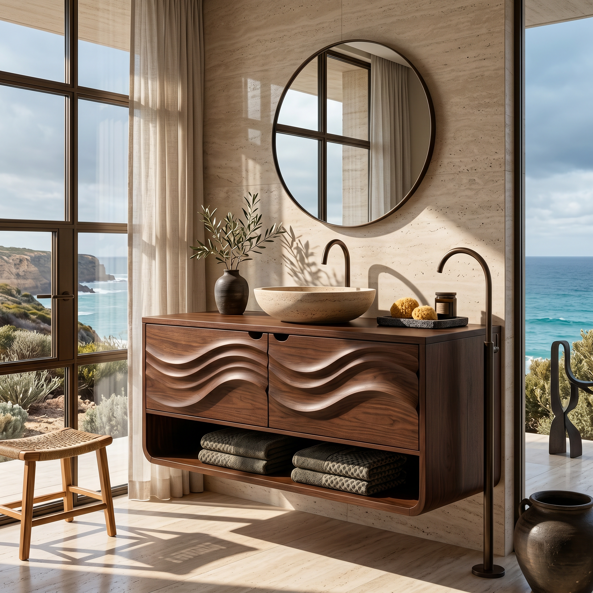 Scandinavian Floating Vanity With Cabinet For Apartment SILDTTNBRV066