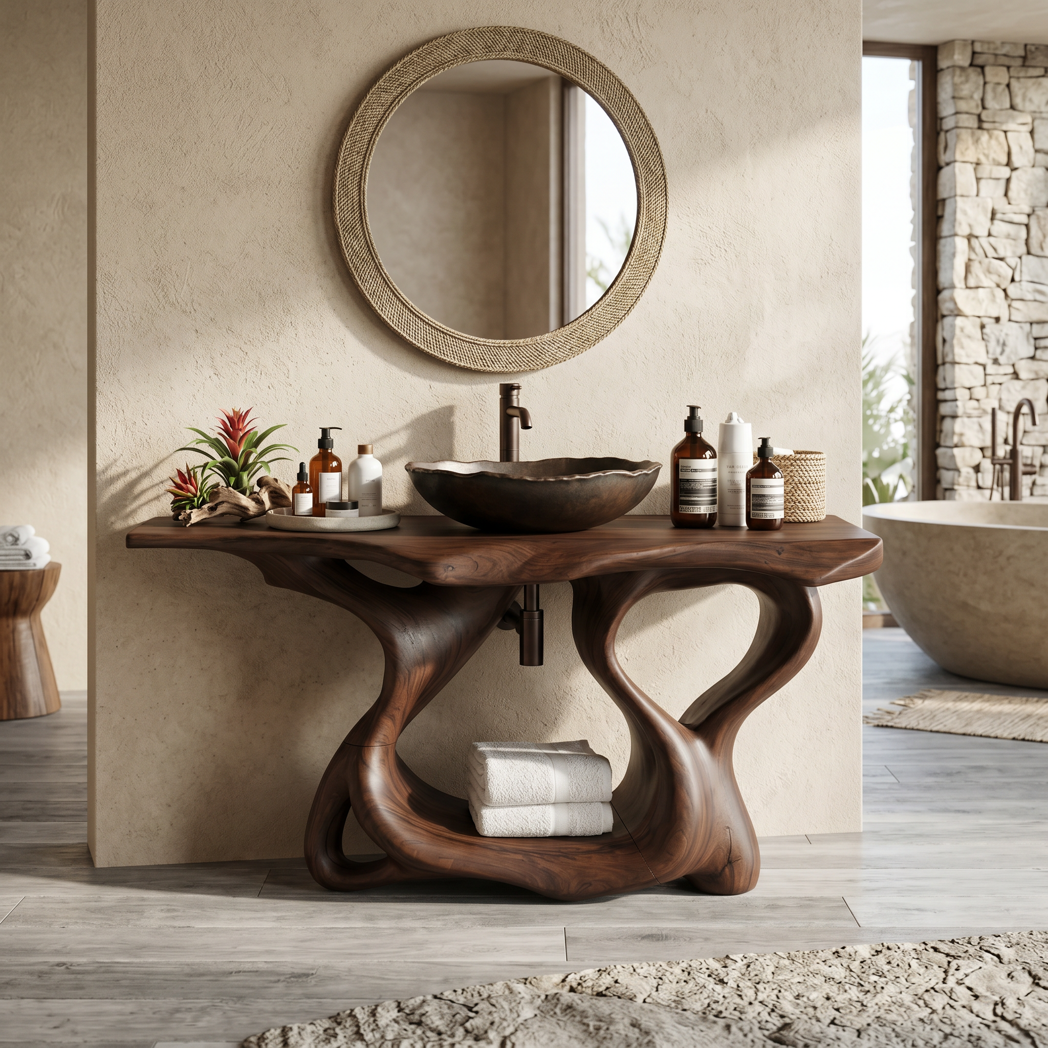 Rustic Solid Wood Vanity For Bathroom Furniture Decor SILDTTRBRV014