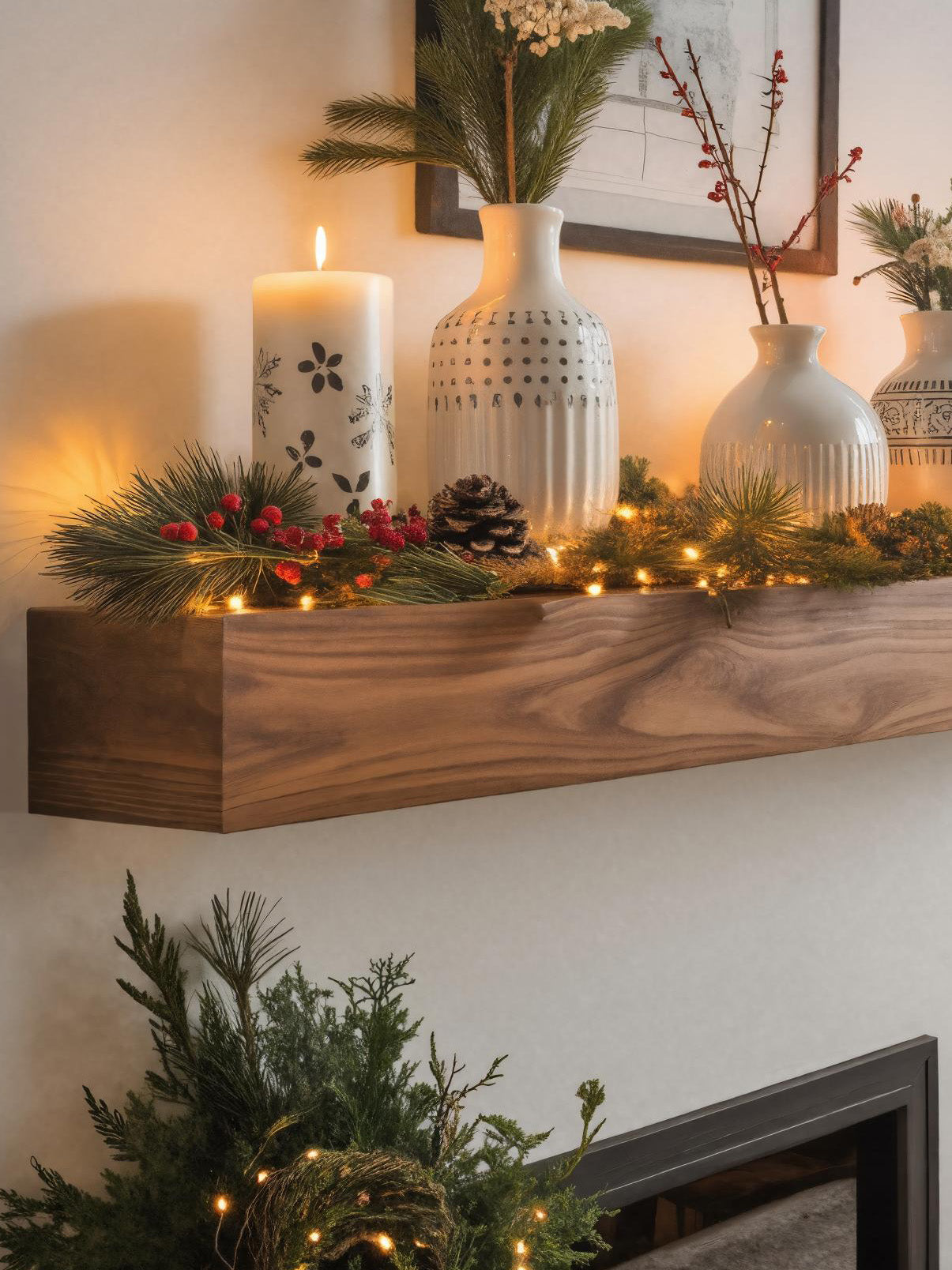 Rustic Fireplace Mantel Shelf For Living Room Or Holiday SITHHNFS010