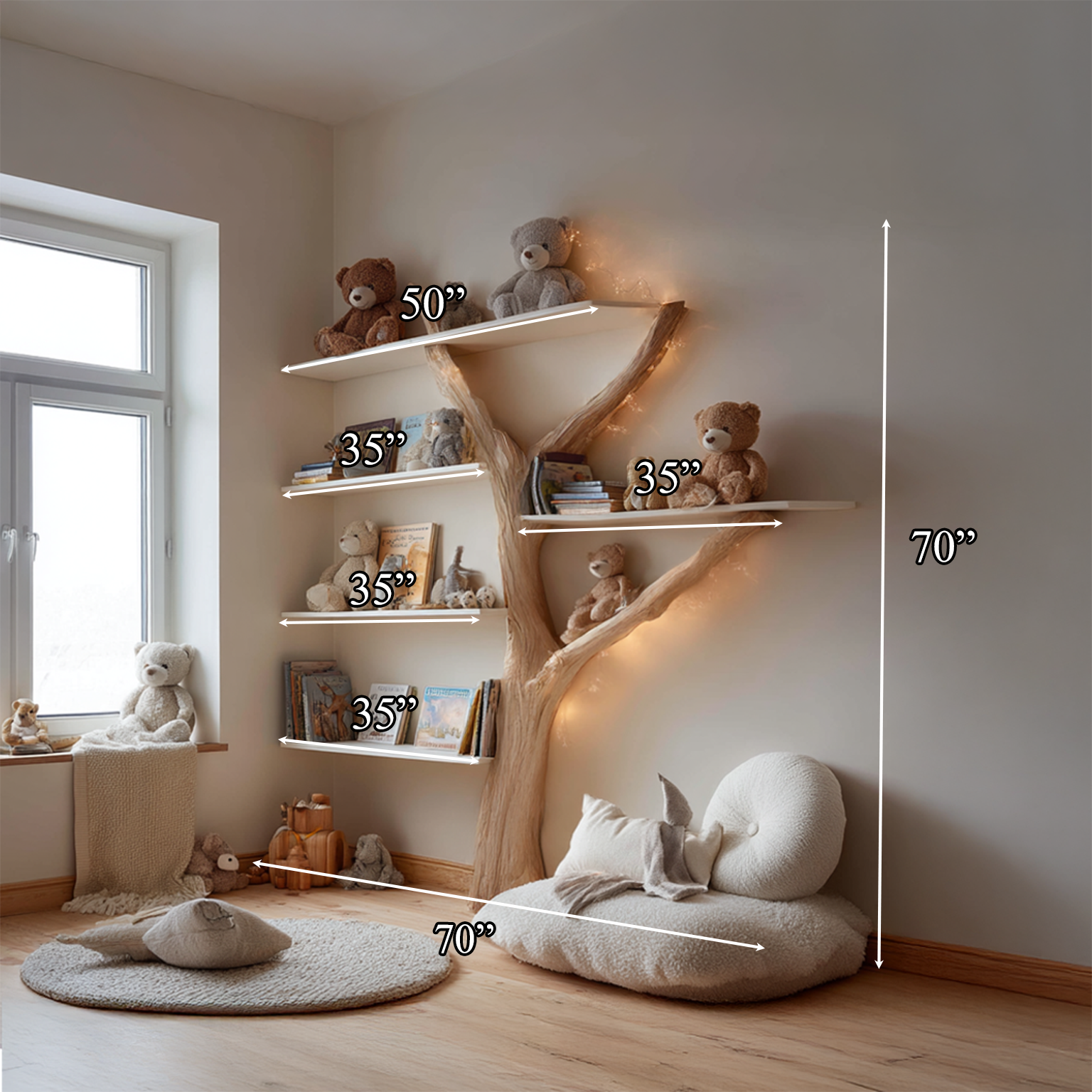 Rustic Tree Bookshelf Study Room Nursery SINLSATB260