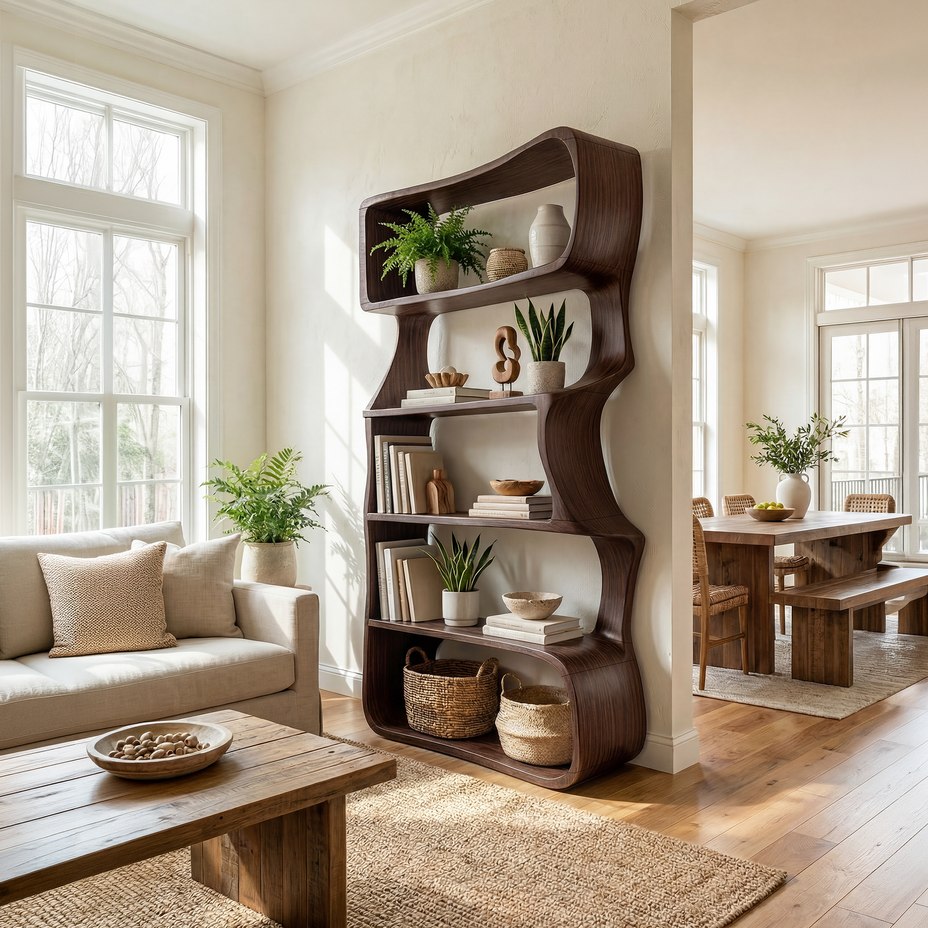 Organic Wooden Bookshelf For Home Storage Display SILDTTRBS022