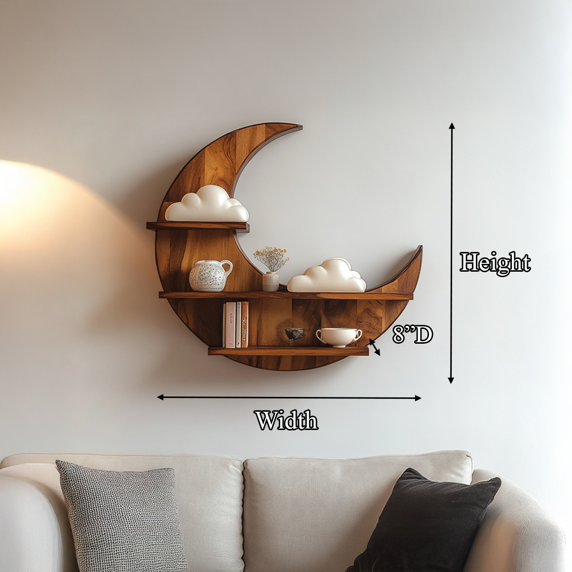 Celestial Moon Wall Shelf For Bedroom And Nursery SINLSAFL287