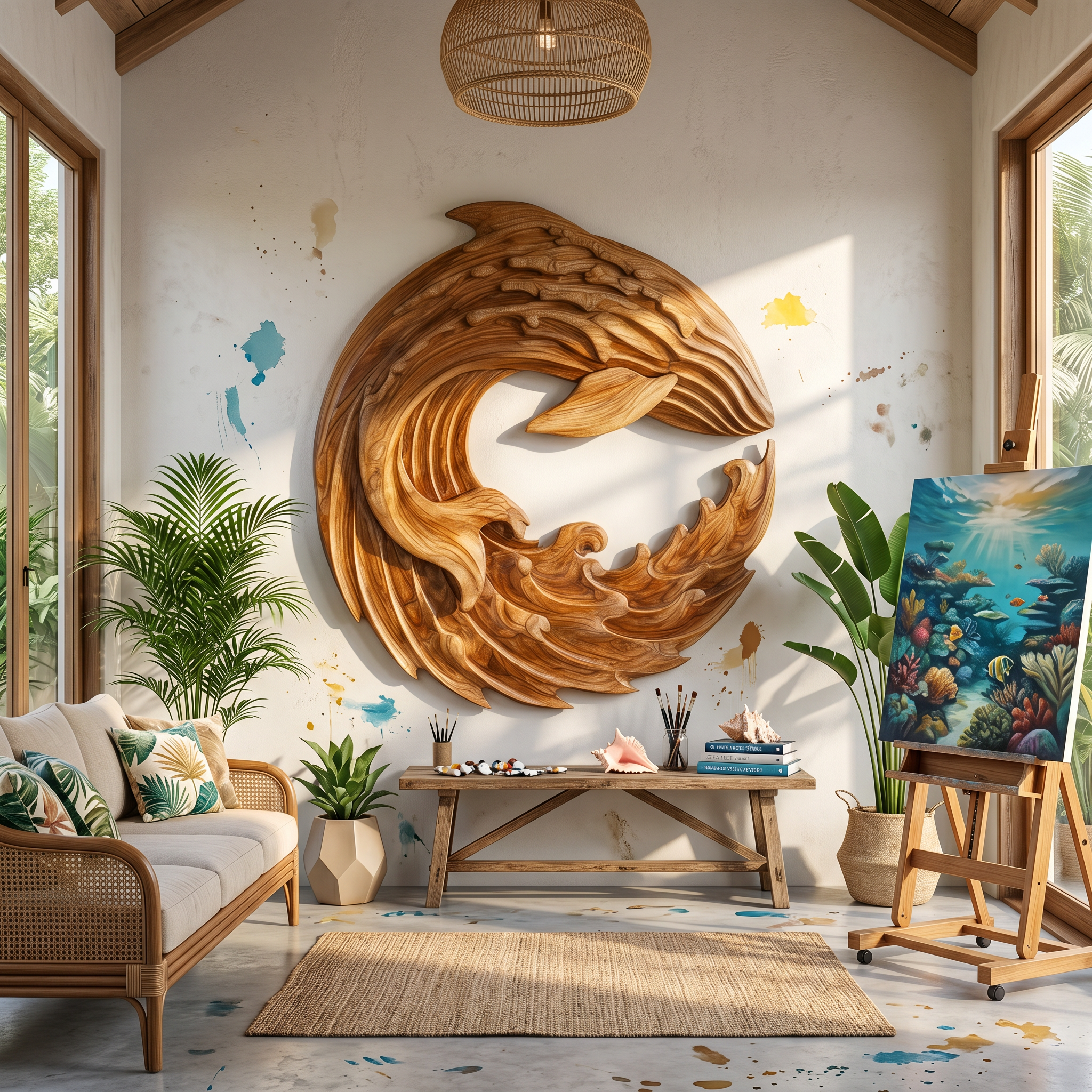 Contemporary Ocean Wave Wood Wall Art For Luxury Living Room Decor SILDTTRWA077