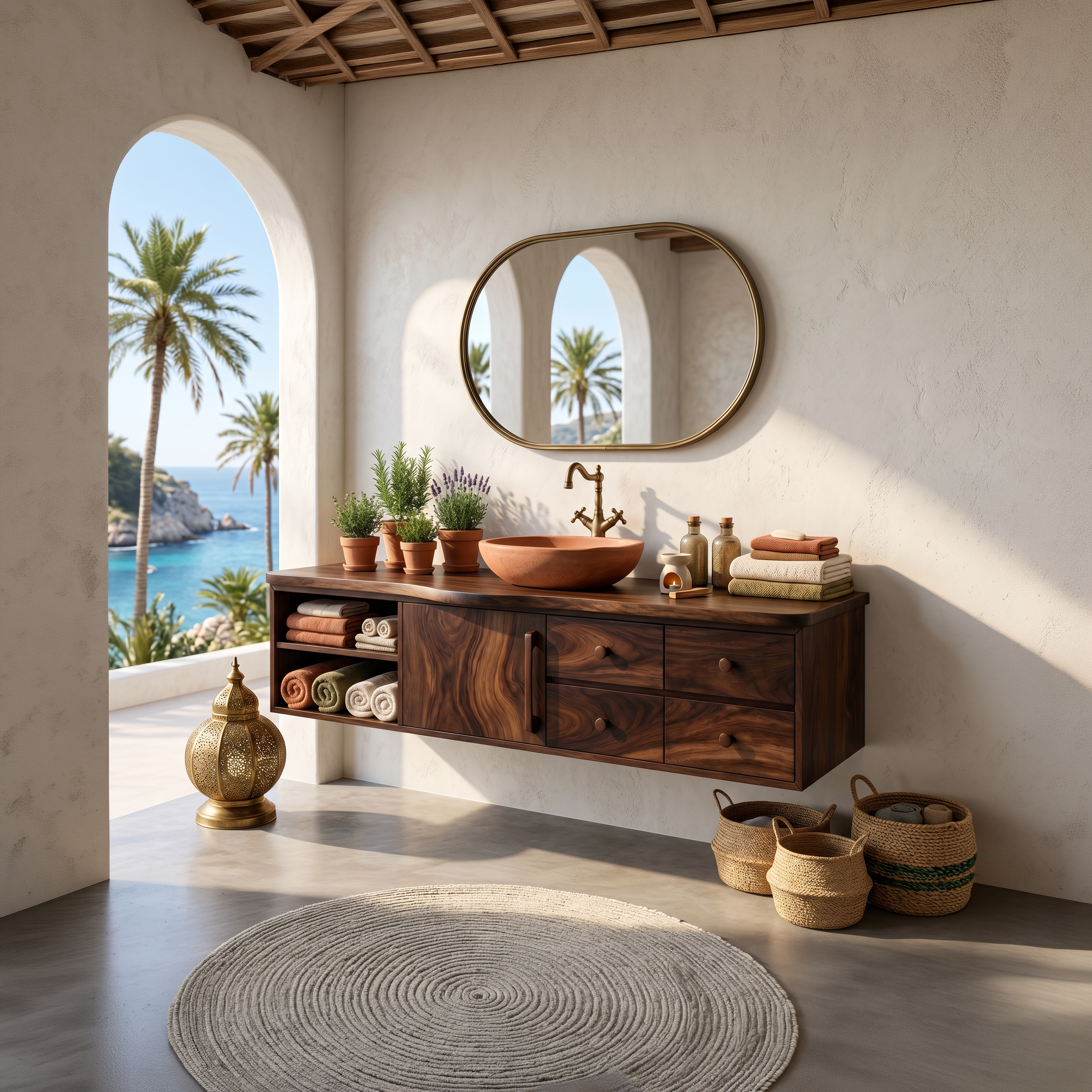 Mid Century Floating Vanity For Luxury Bathroom Interior SILDTTNBRV067