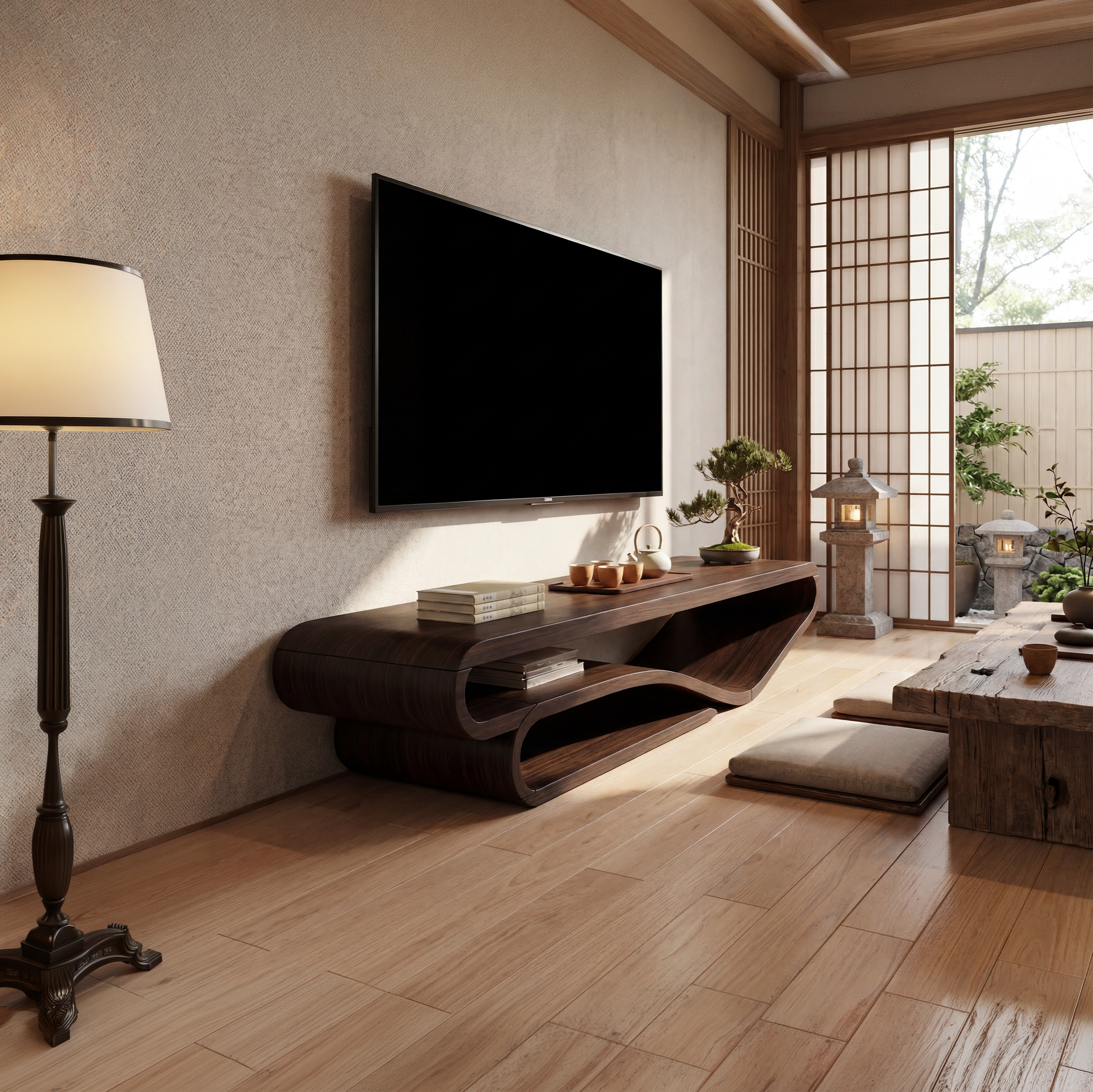 Scandinavian Sculpted TV Console For Living Space SILDTTNTVC120