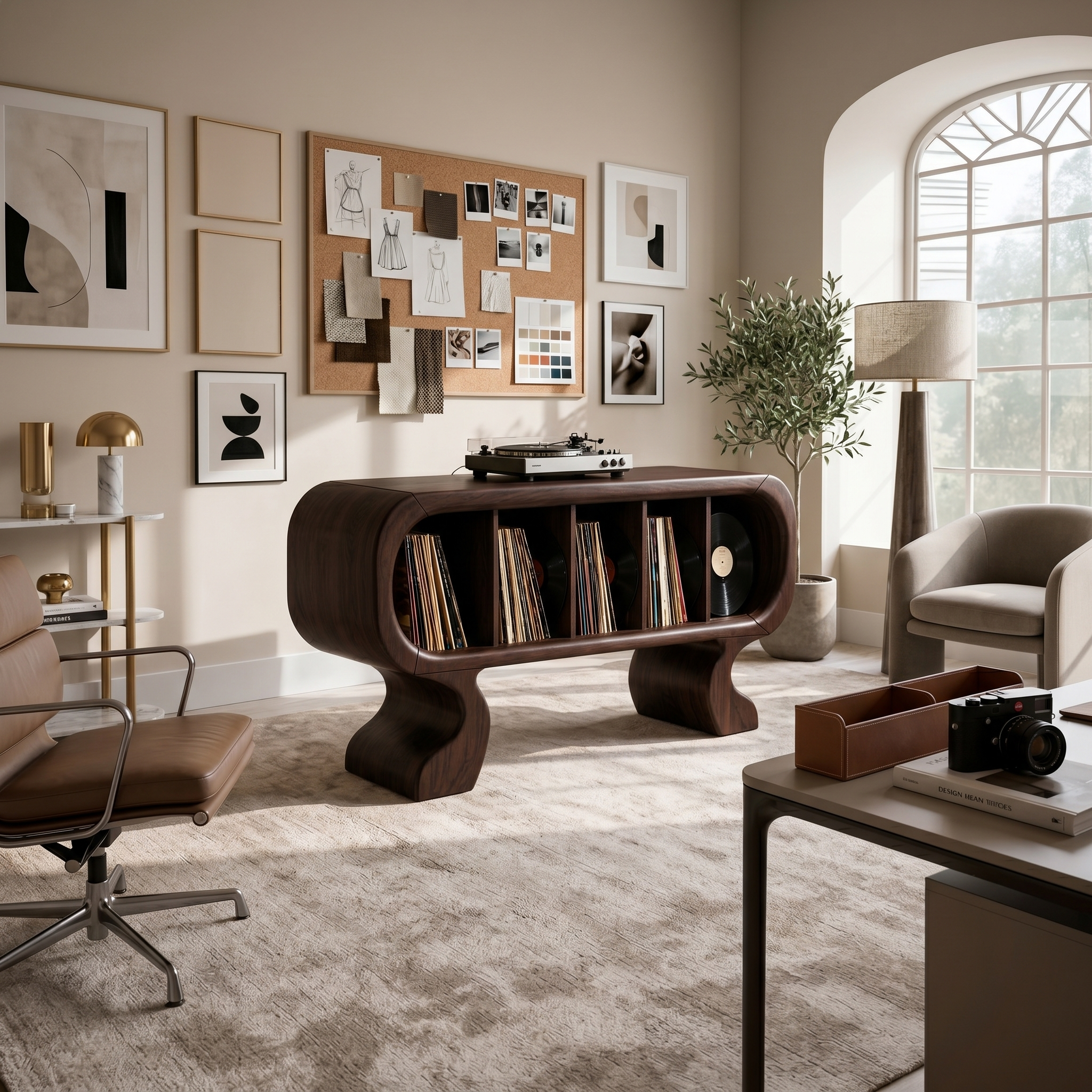 Contemporary Curved Record Player Stand Luxury Suite SILDTTRRPT039