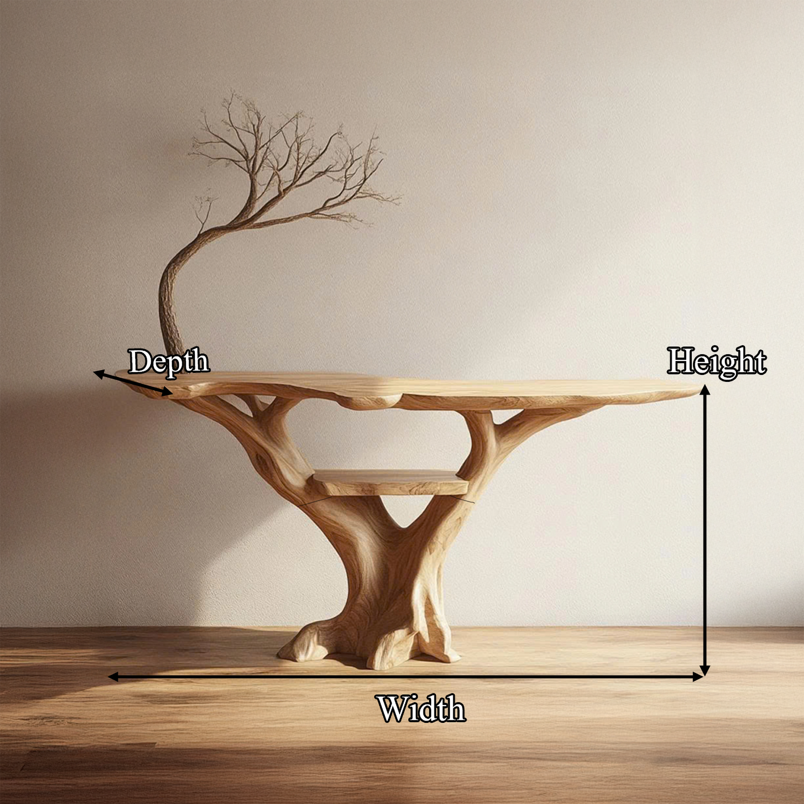 Mid Century Console Table Sculpted Wood Tree Hallway Entrance SINLSACS391