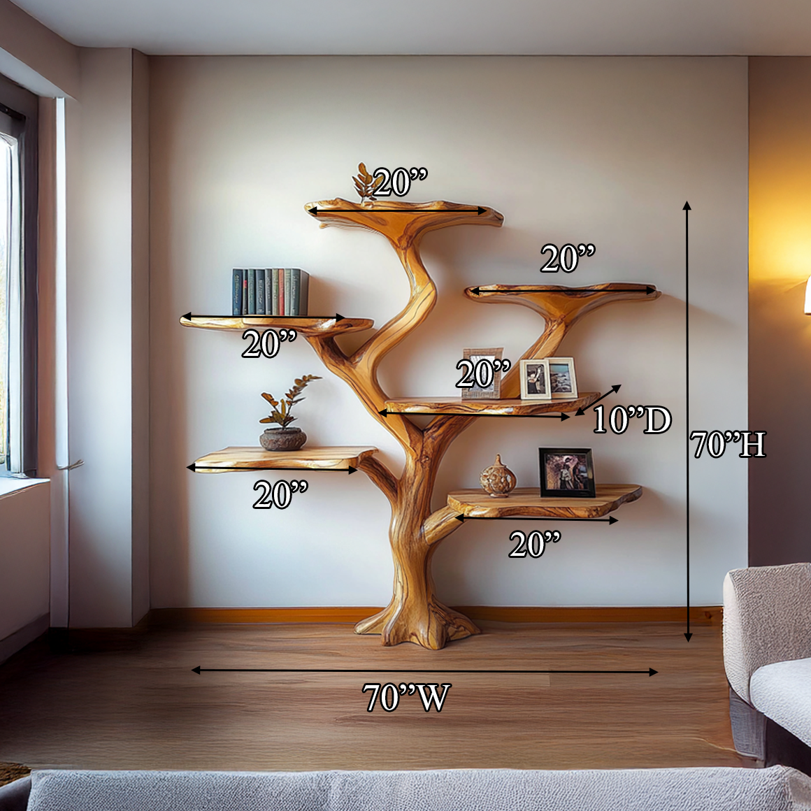 Rustic Mushroom Tree Bookshelf Living Room Or Bedroom SINLSATB451