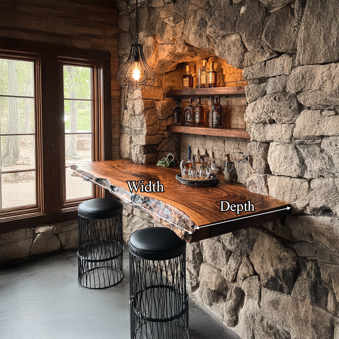 Rustic Live Edge Floating Shelf Bar Countertop Display SINLSAFL172