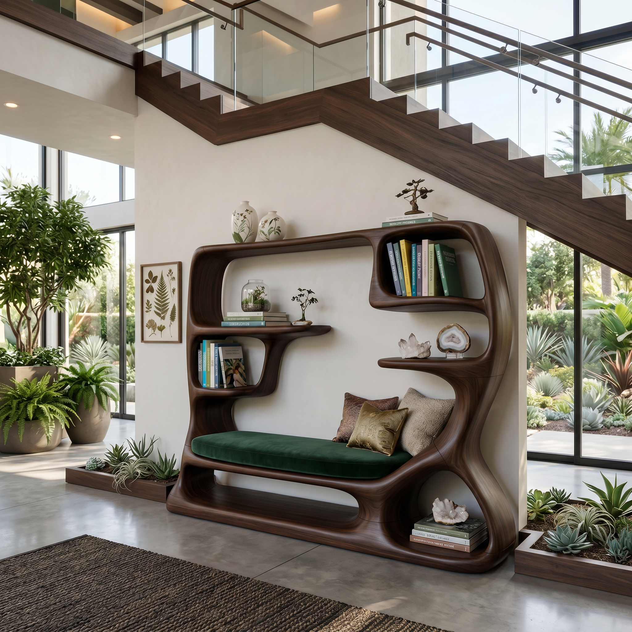 Organic Window Seat Bookcase For Cozy Reading Space SILDTTNBS056