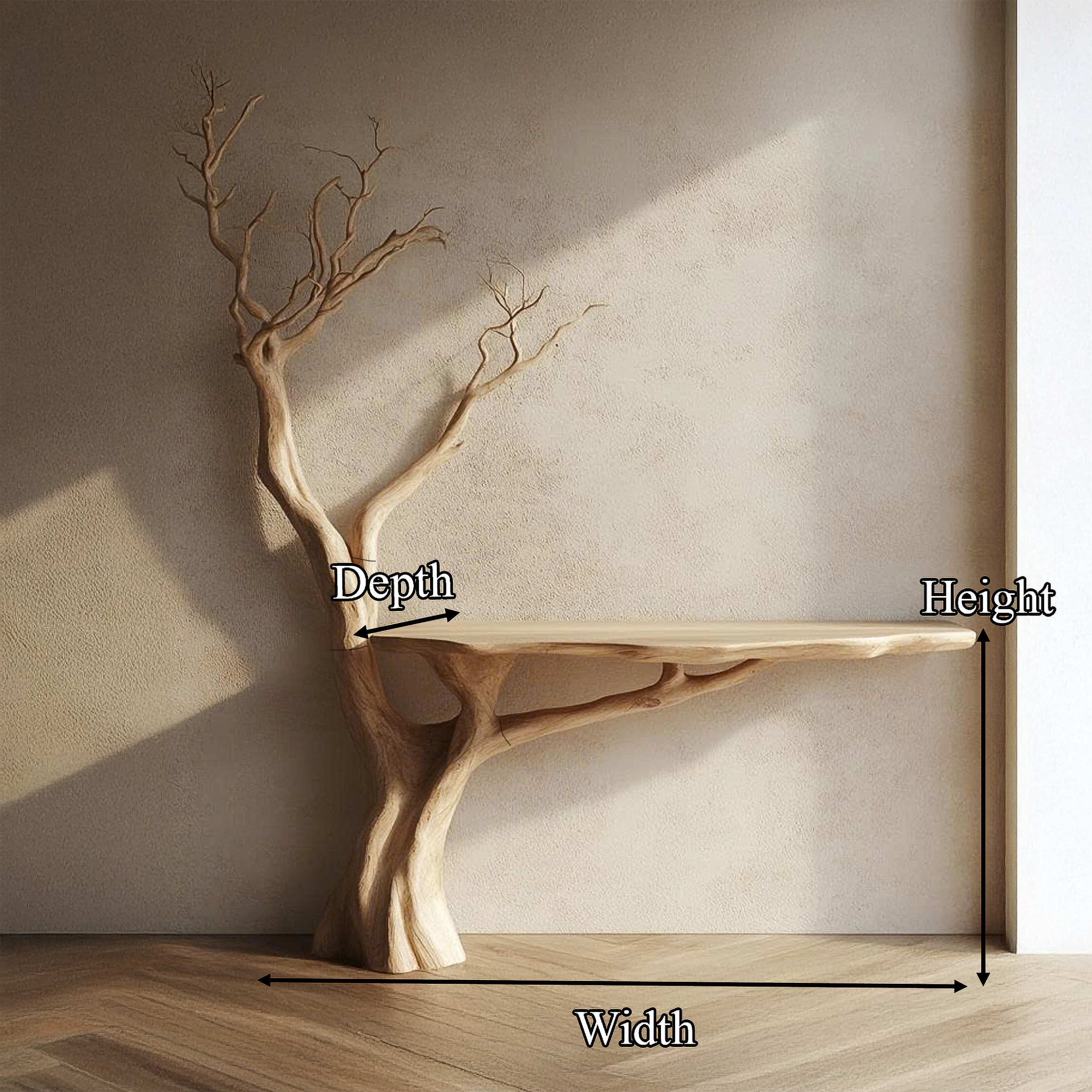 Rustic Console Table Sculpted Wood Tree Hallway Entrance SINLSACS392