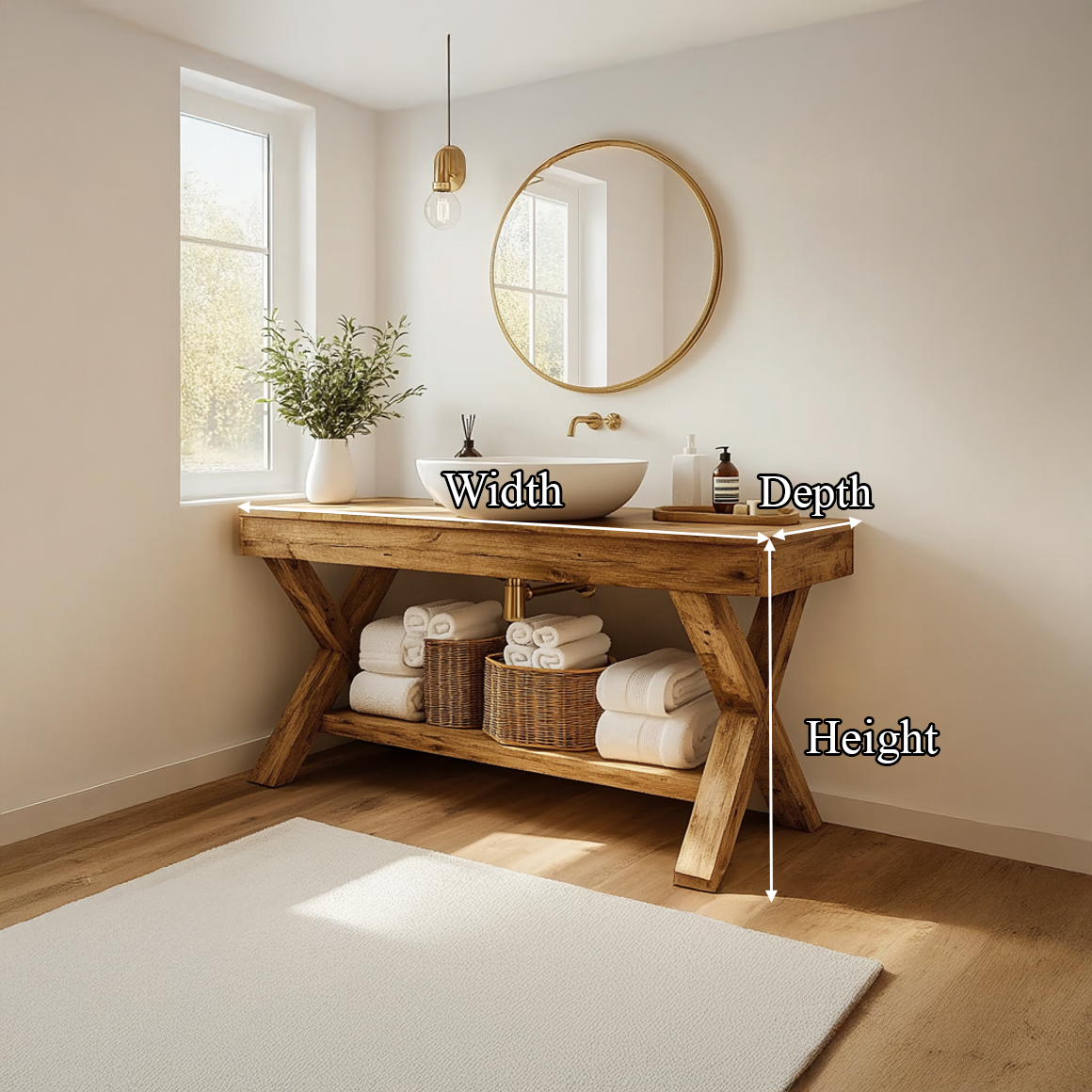 Rustic Bathroom Vanity Table Solid Wood Farmhouse Bathroom Decor SINLSABRV199