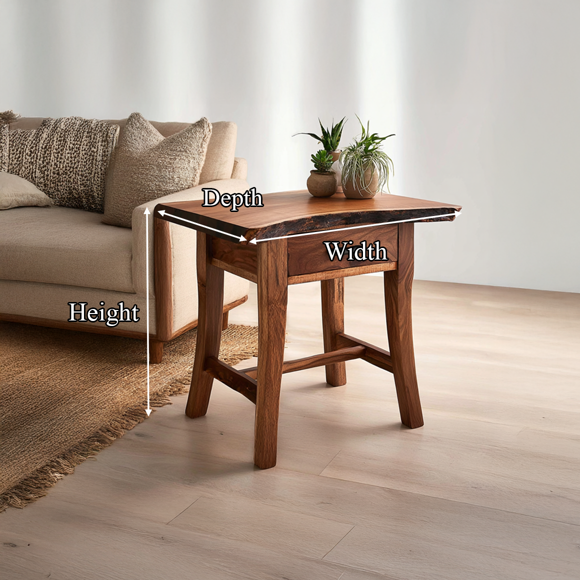 Rustic End Table Living Room Storage SINLSABT100
