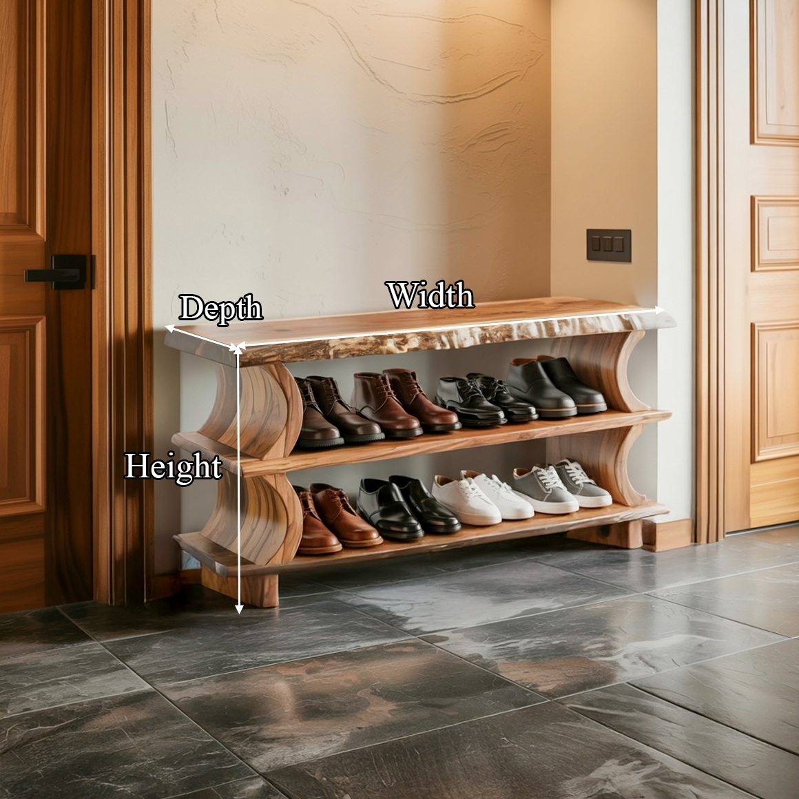 Artistic Wave Shoe Stand Mudroom And Entryway SINLSASB081