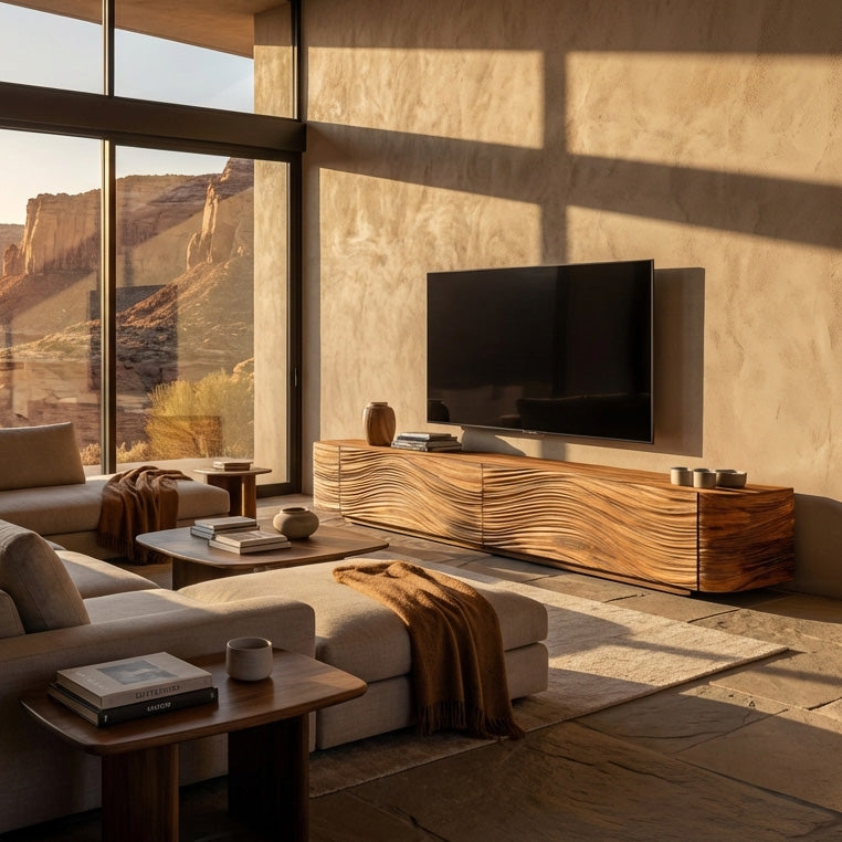 Minimalist Wave TV Console For Living Room RTTHHNTVC080
