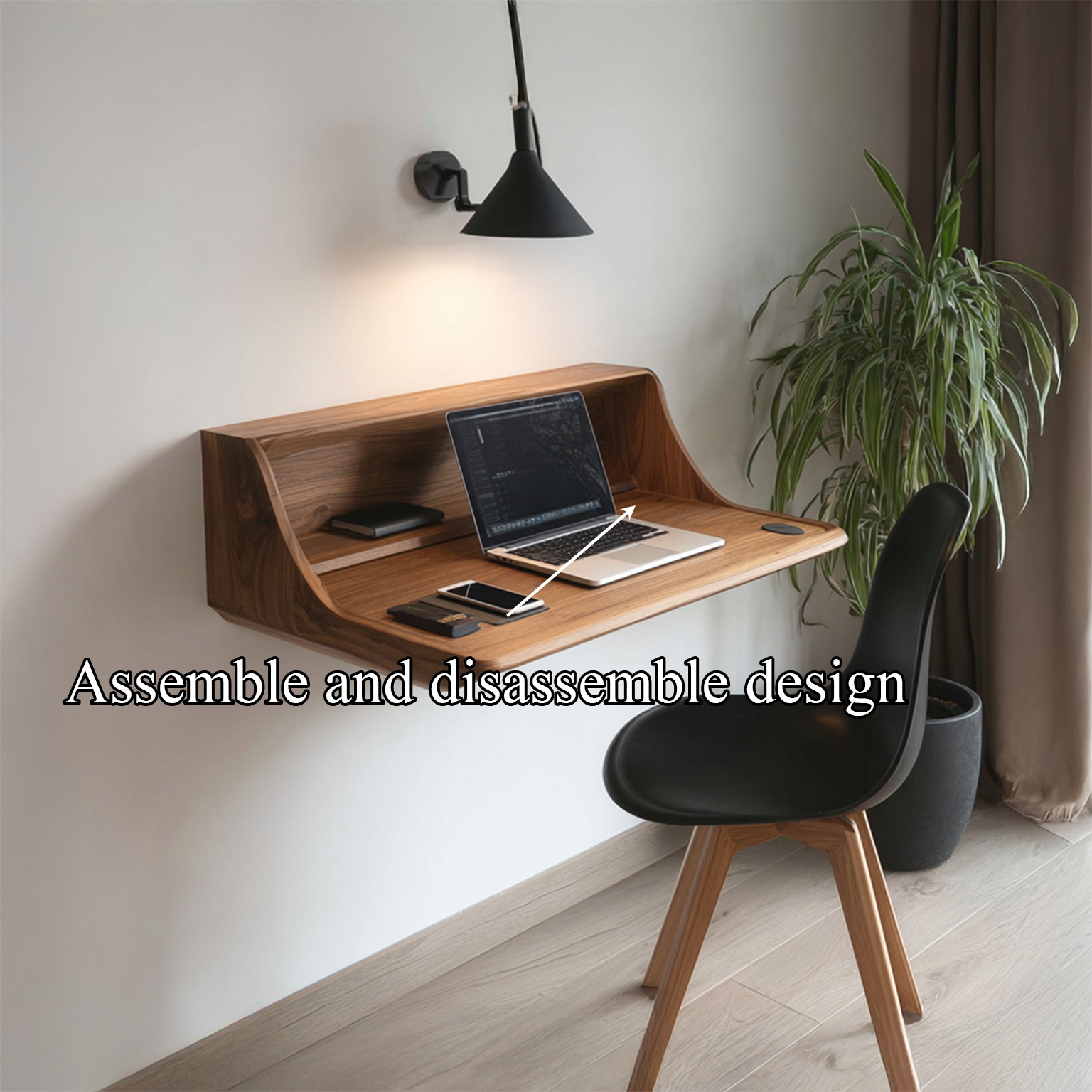 Wall Mounted Desk Solid Wood Live Edge Minimal Gift SINLSAFL072