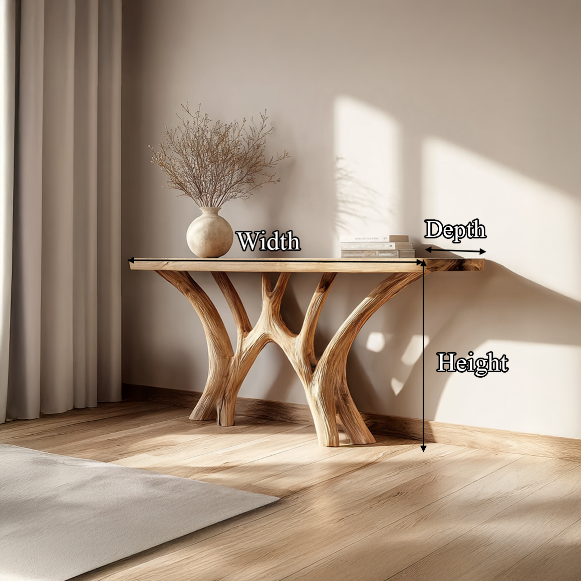 Live Edge Solid Wood Console Table Handmade For Entryway SINLSACS323
