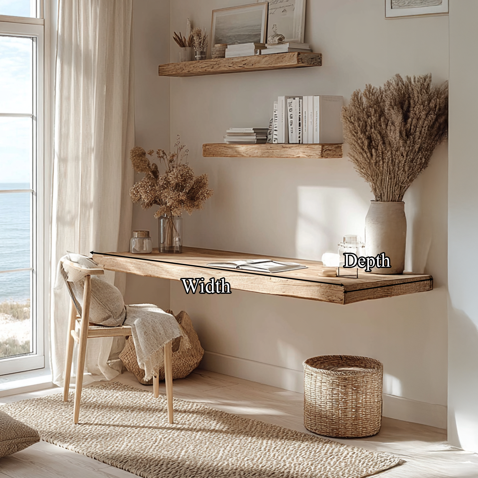 Mid Century Floating Desk Living Bedroom SINLSAFL088
