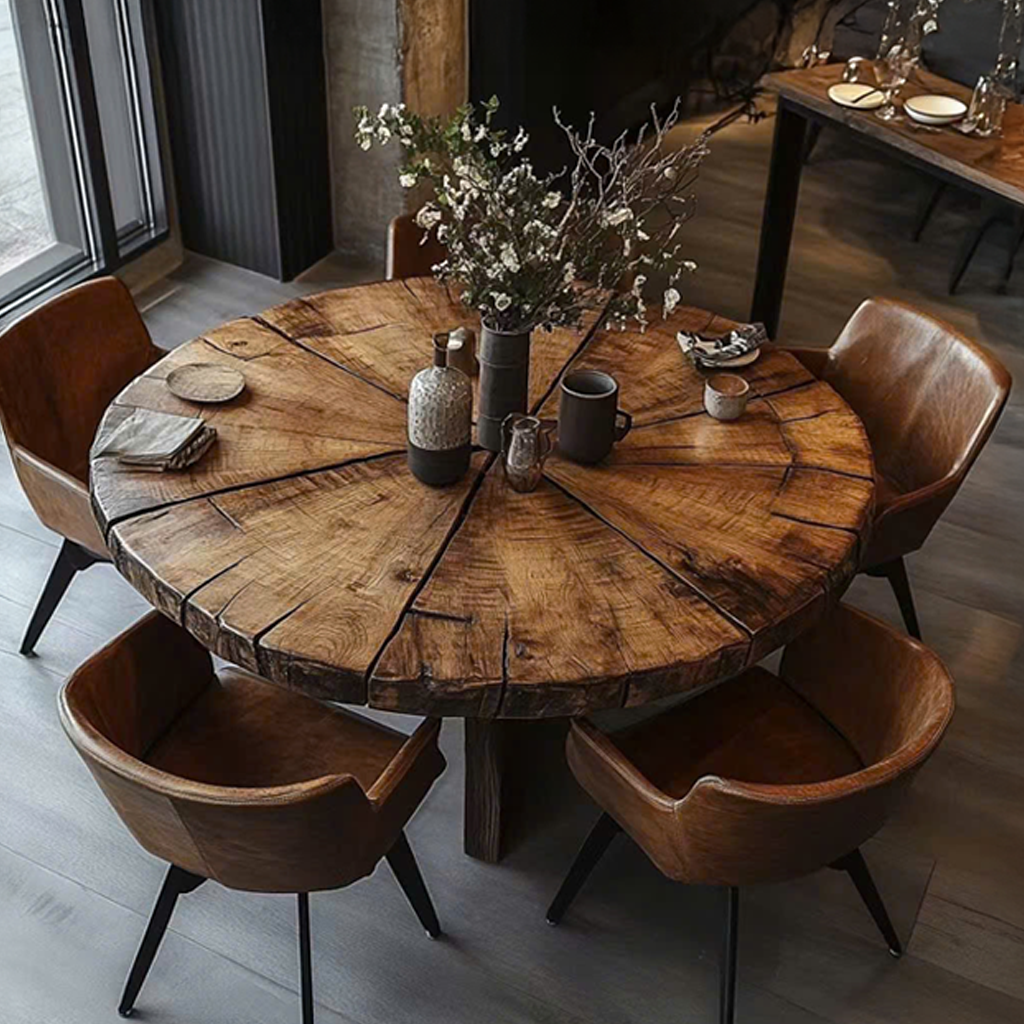 Rustic Round Dining Table Kitchen Or Dining Room SINLSADT072