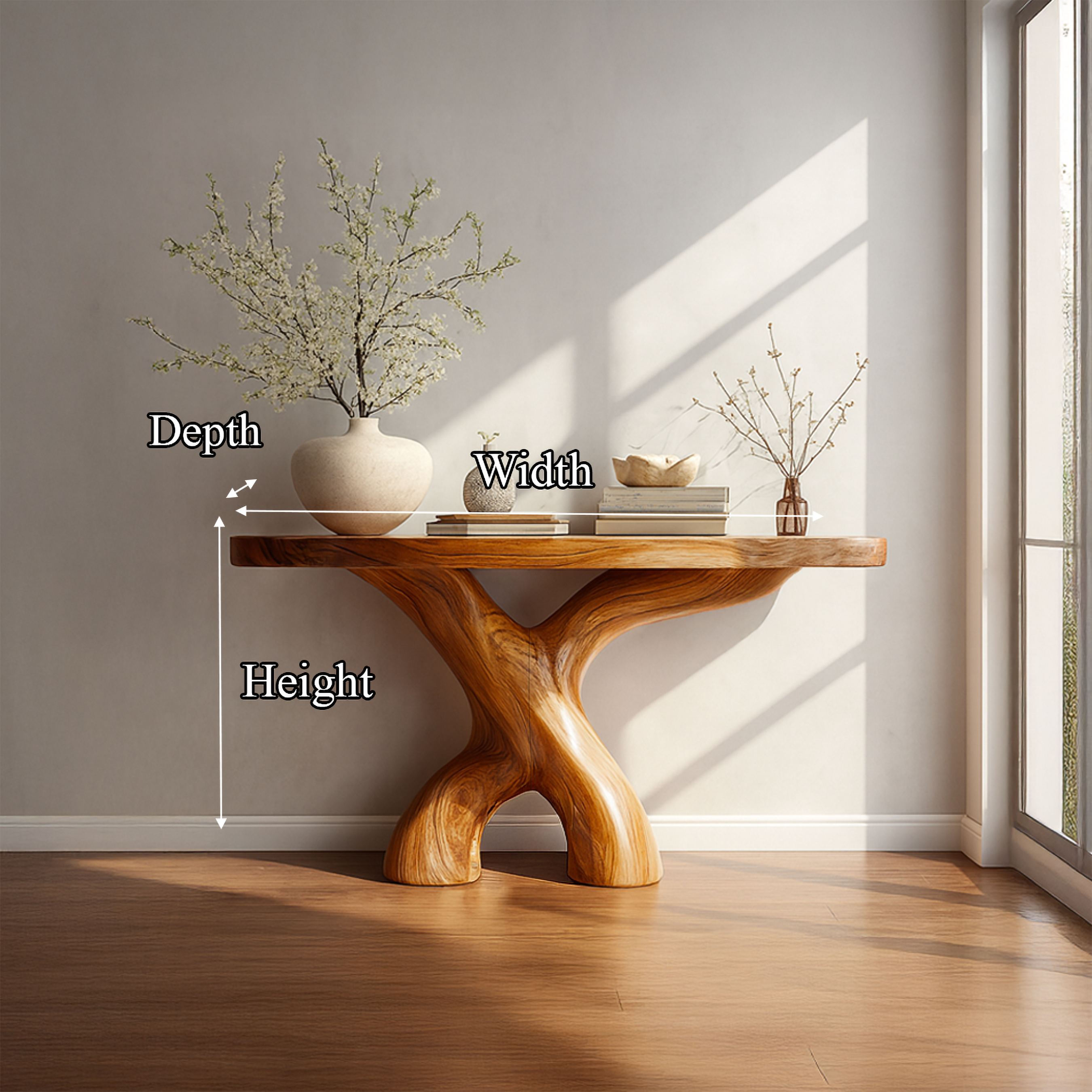 Mid Century Organic Console Table Hallway Or Entryway SINLSACS025
