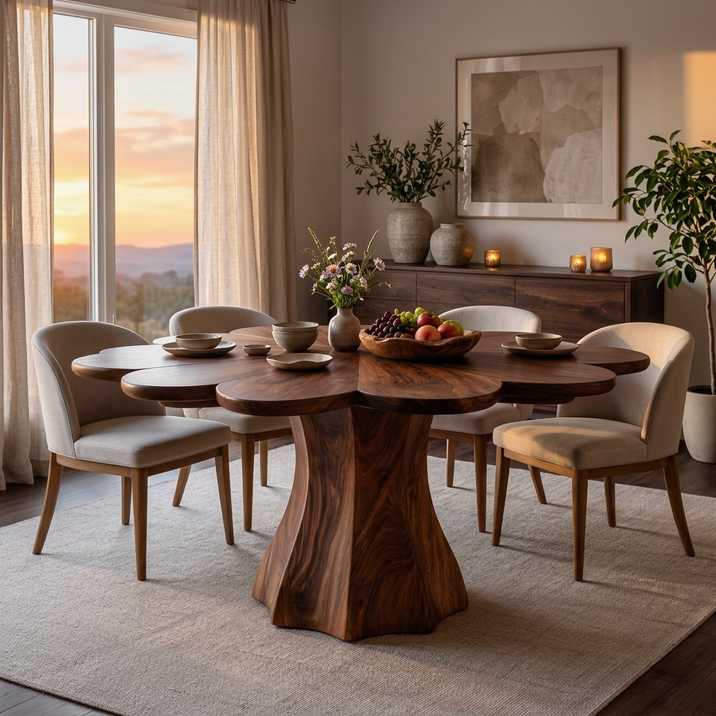 Modern Wooden Dining Table With Petal Top For Dining Area RTTHTTDN049