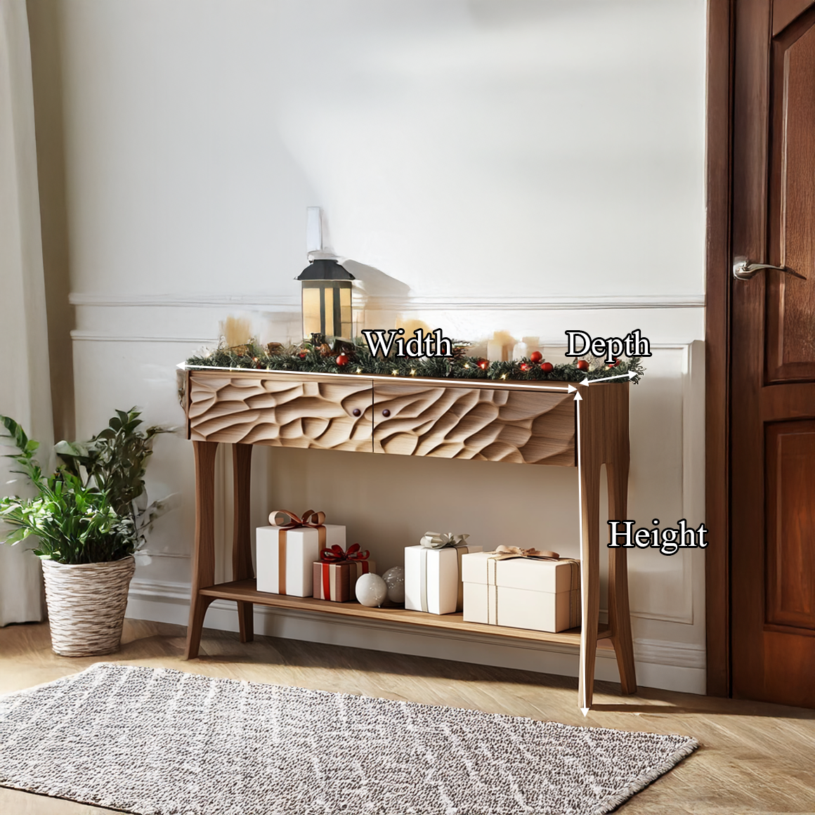 Mid Century Carved Console Table Christmas Entryway Display SINLSACS335