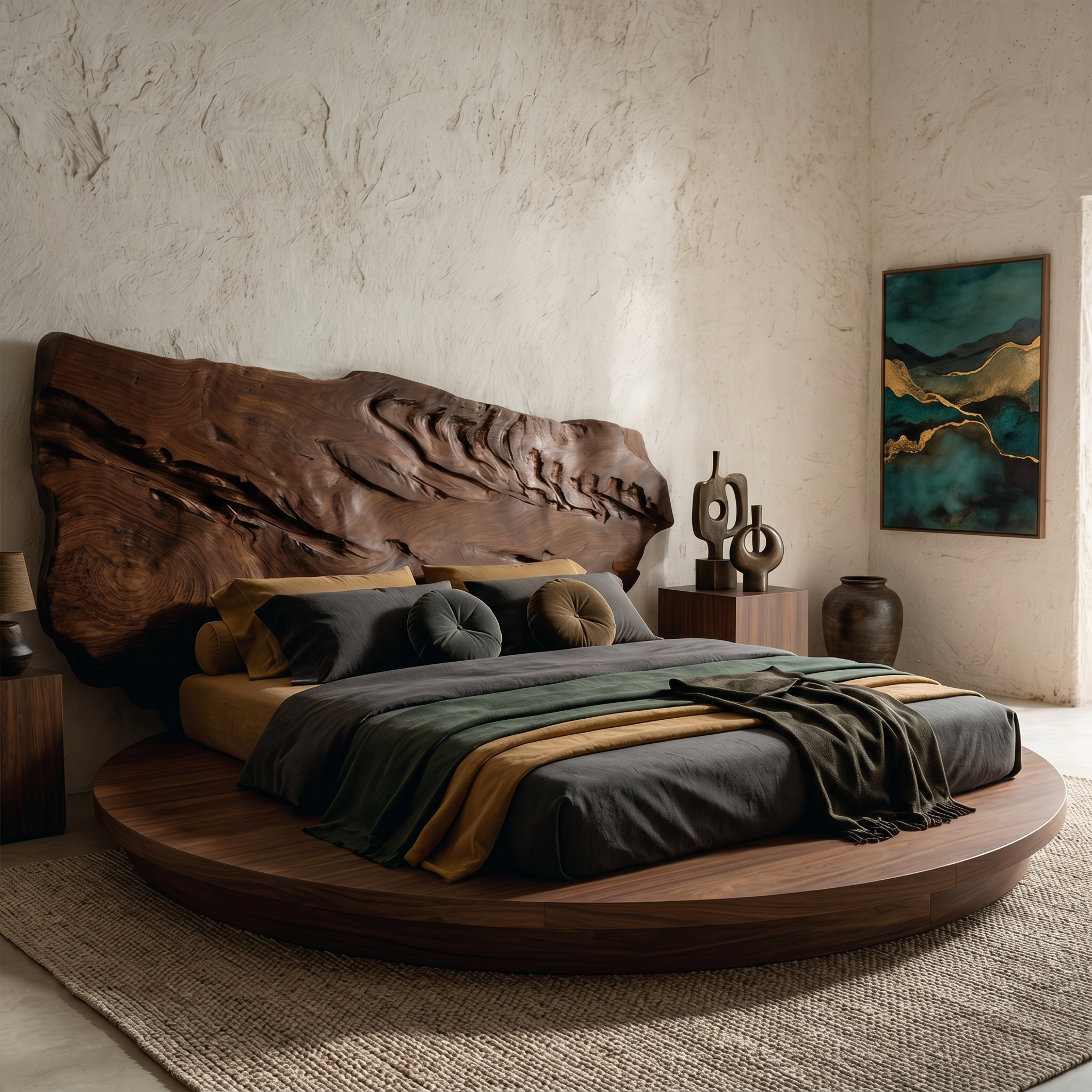 Live Edge Wood Headboard For Sculptural Luxury Bedroom SILDTTRHB024
