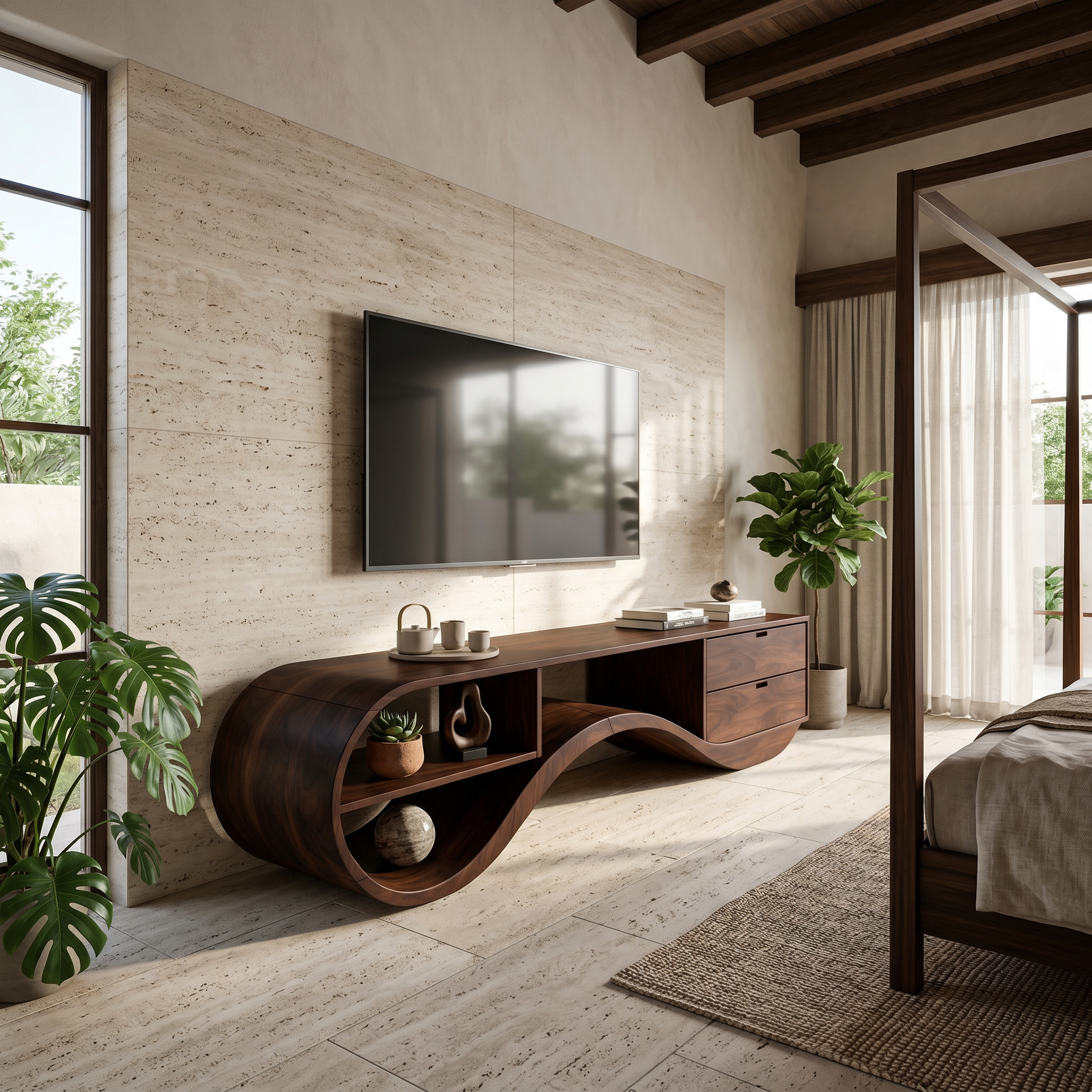 Minimalist Organic TV Console For Home Theater SILDTTNTVC133