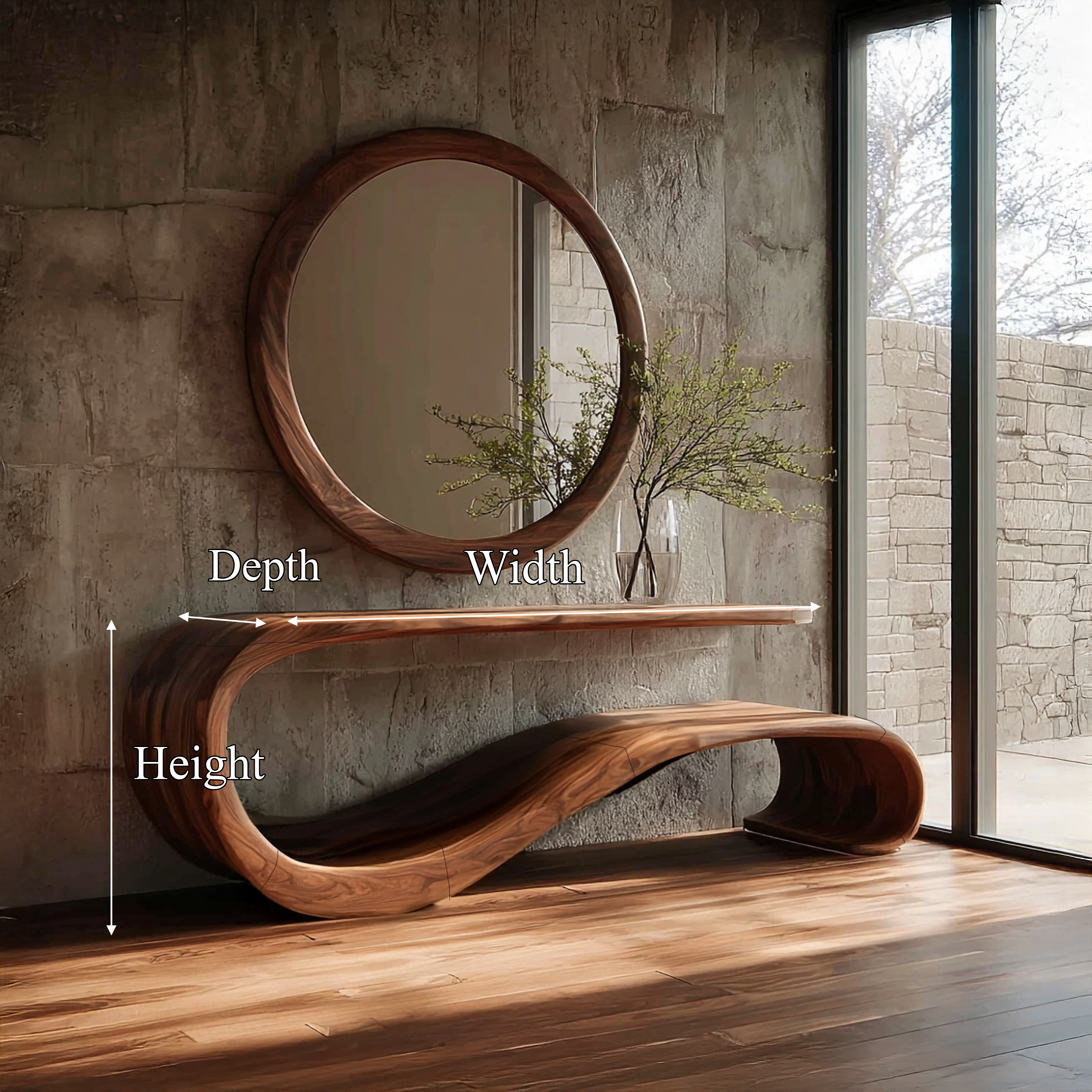 Mid Century Wave Console Table Living Room Entryway SINLSACS094
